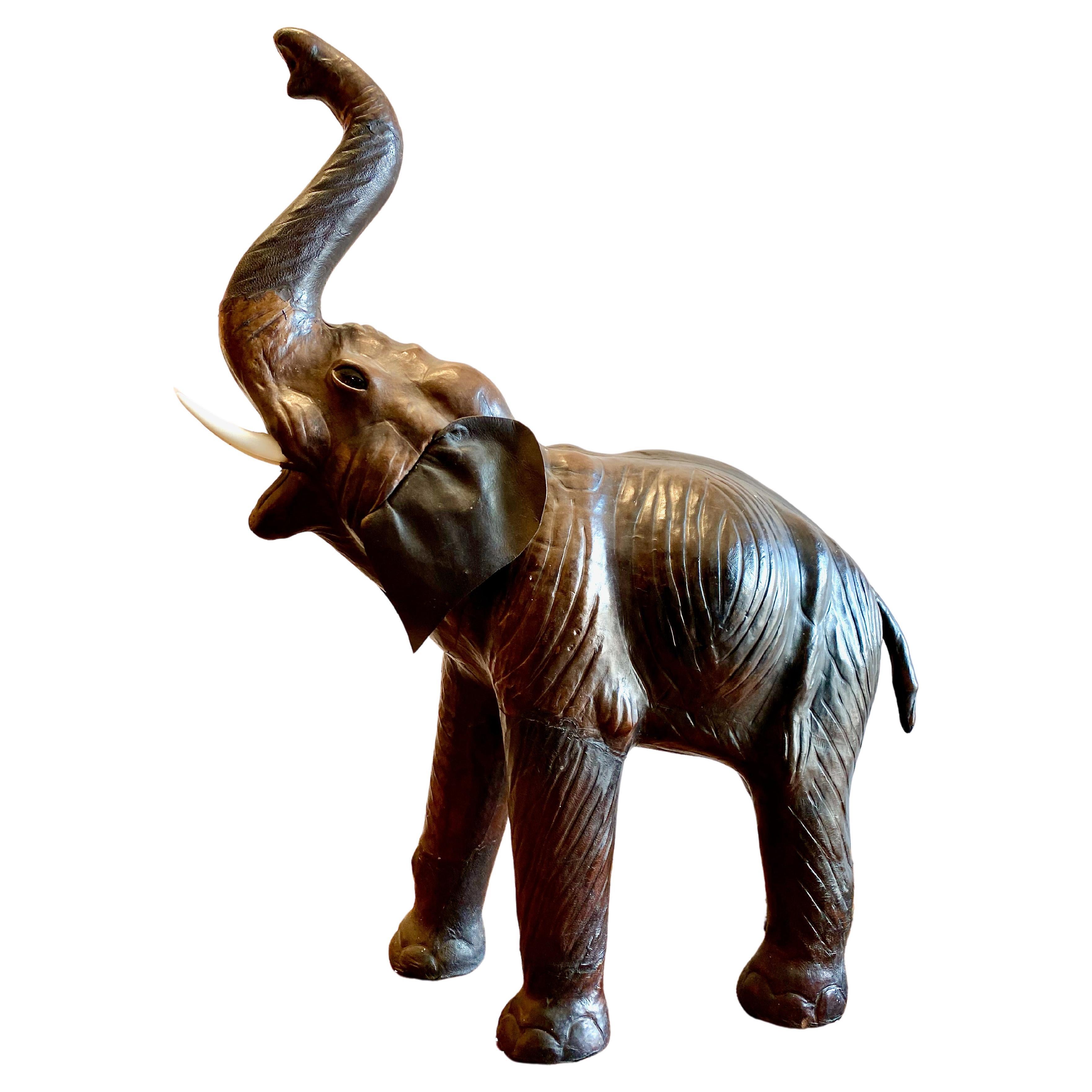 Anglo-Indian Leather Clad Elephant Sculpture For Sale