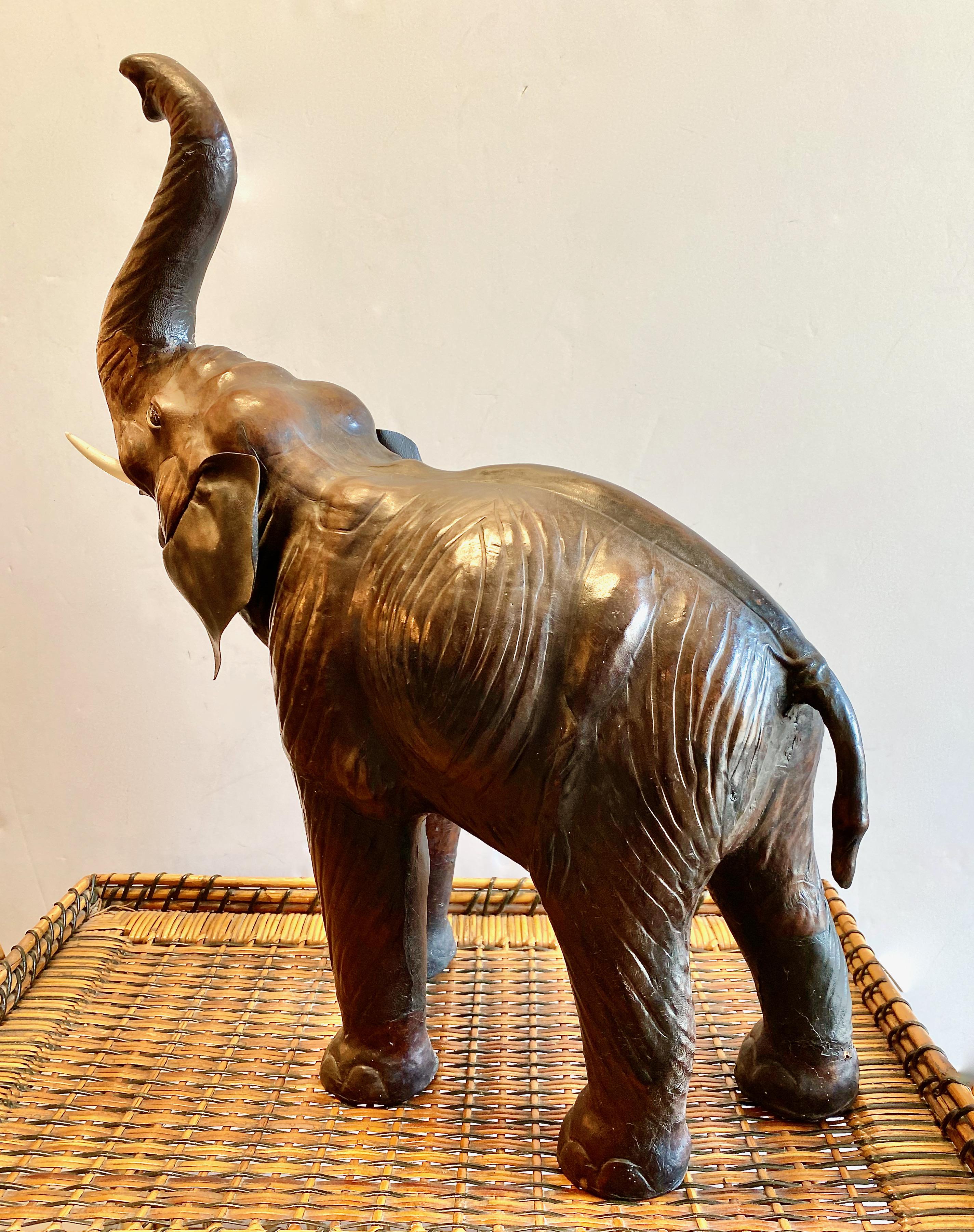 20th Century Leather Clad Elephant Sculpture For Sale