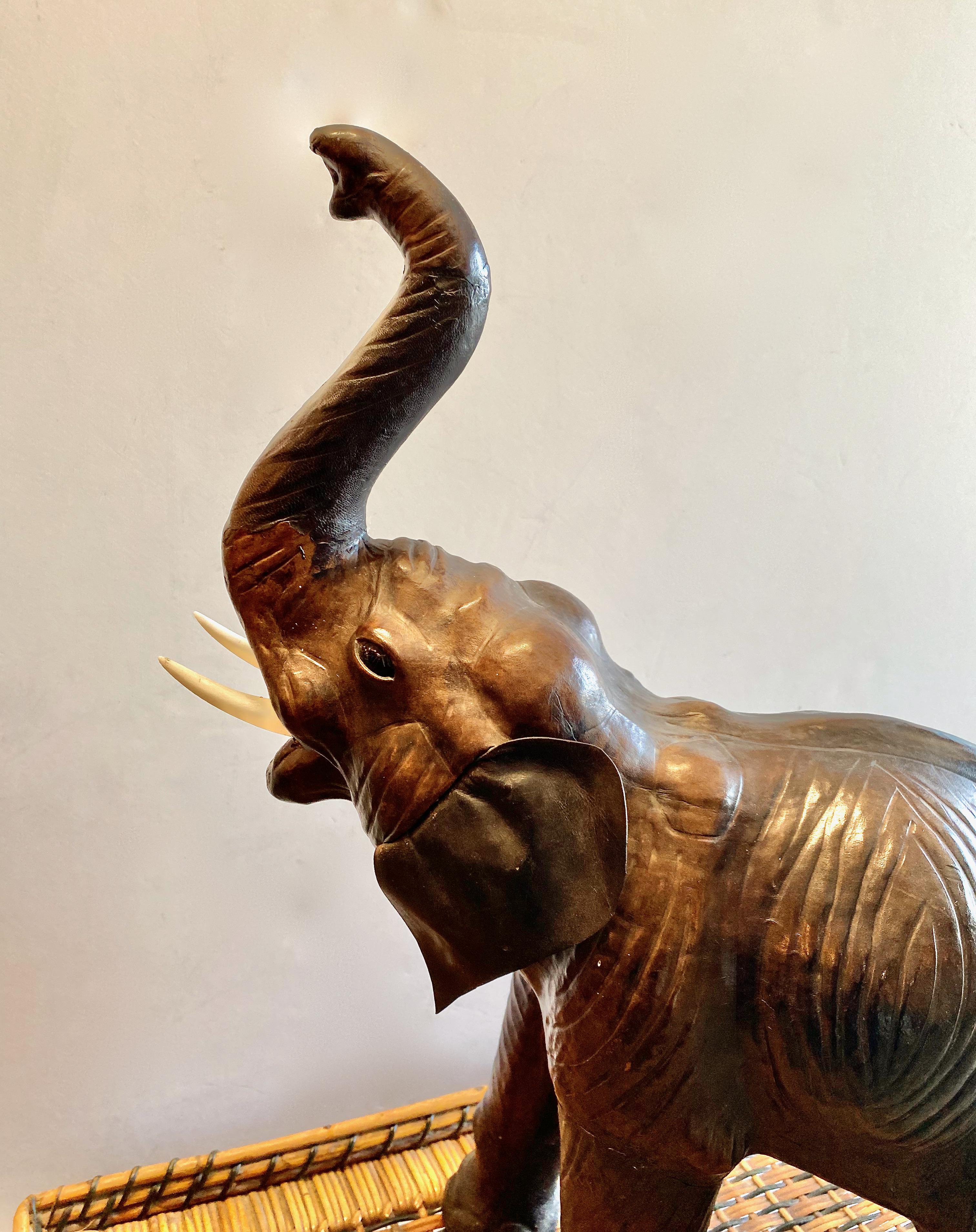 Leather Clad Elephant Sculpture For Sale 1