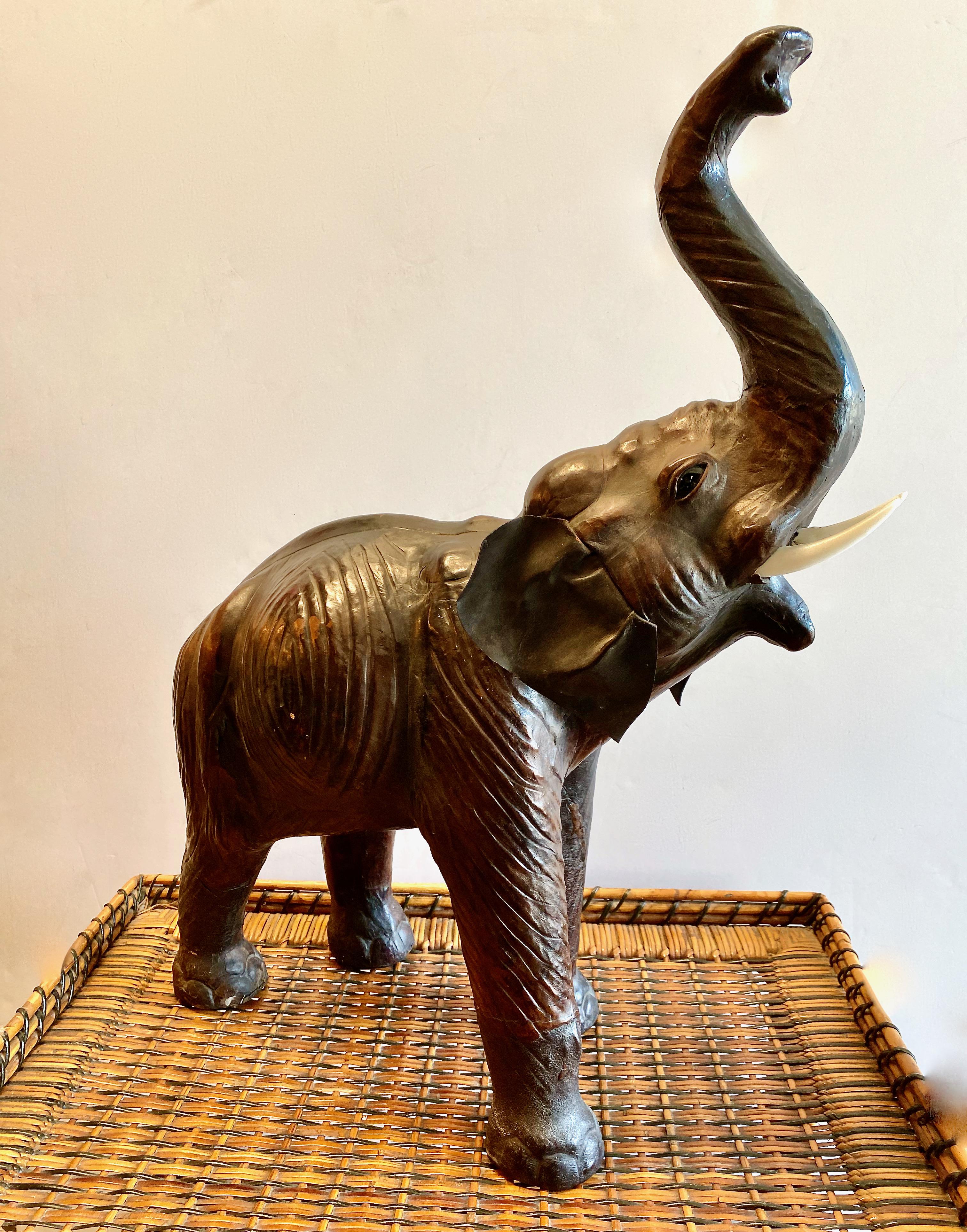 Leather Clad Elephant Sculpture For Sale 3