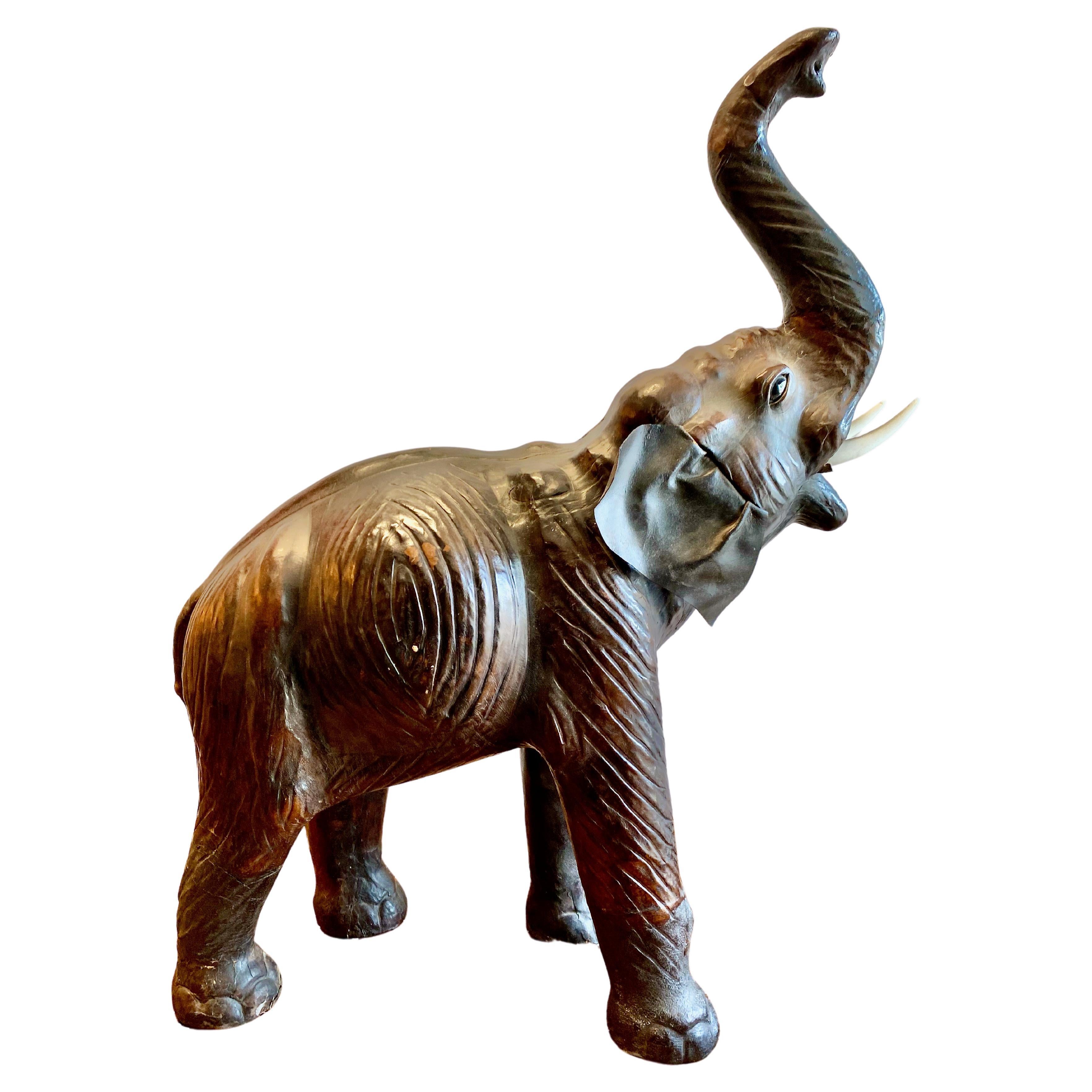Leather Clad Elephant Sculpture For Sale