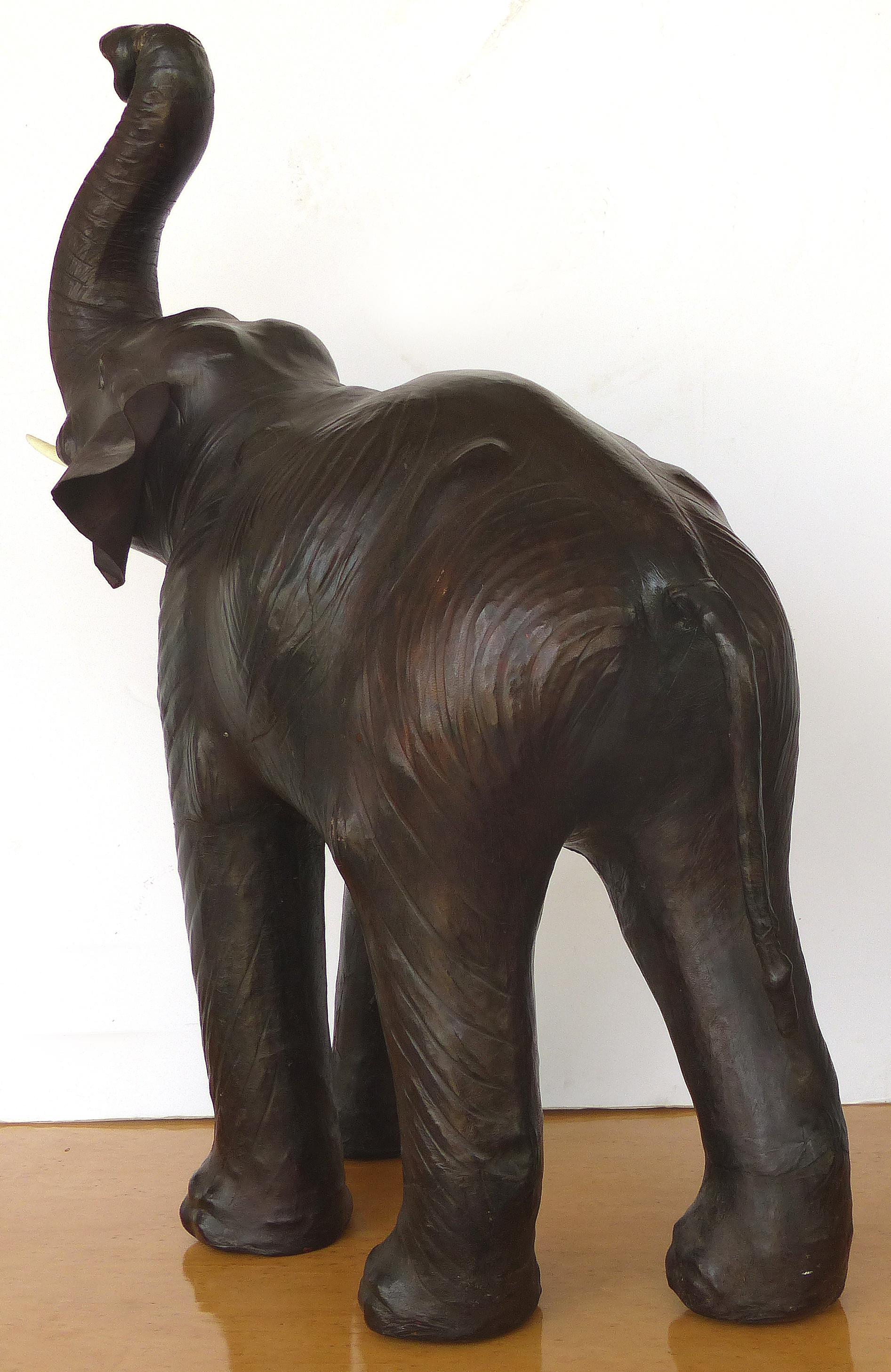 Leather-Clad Sculpture of an Elephant In Good Condition For Sale In Miami, FL