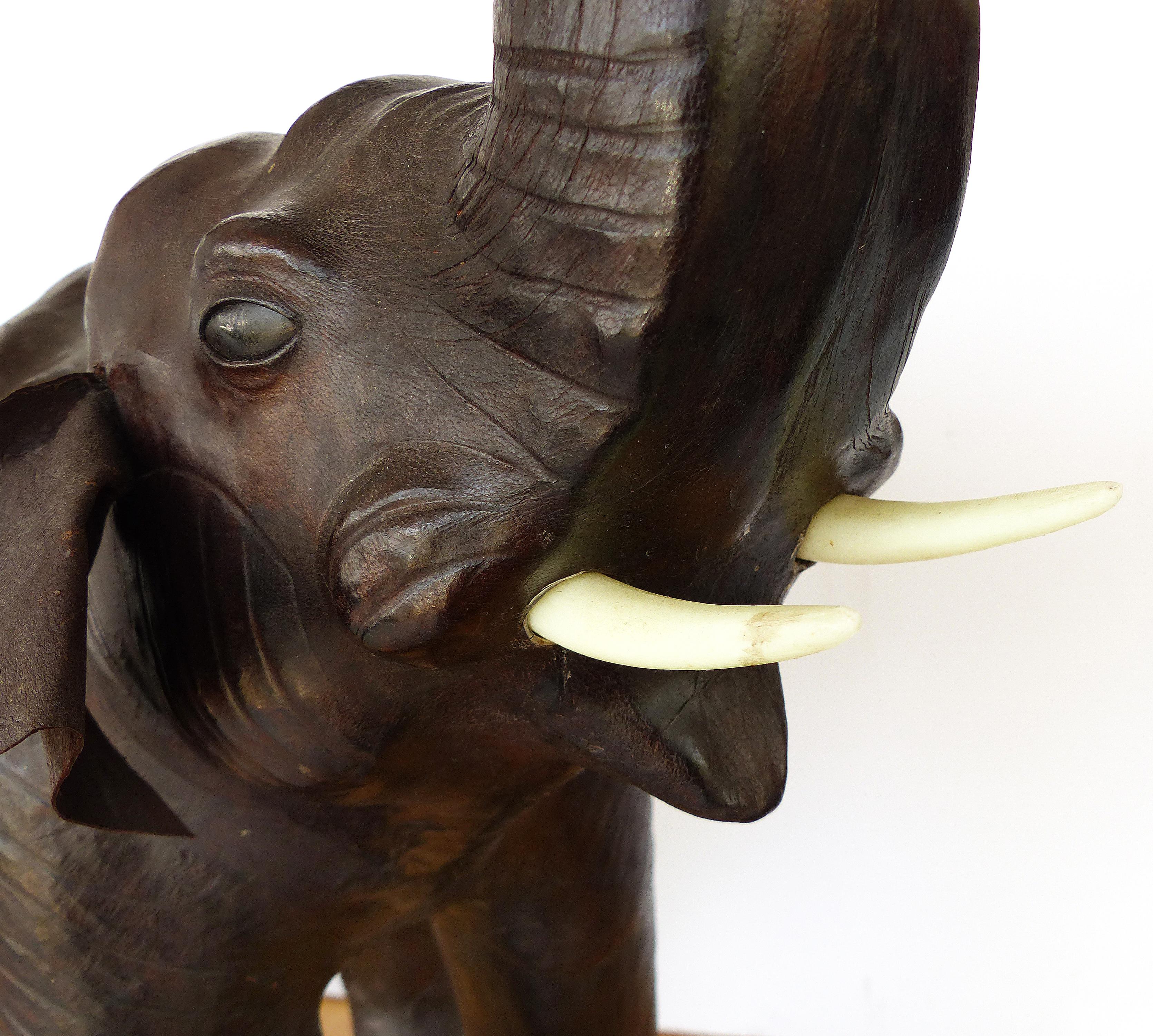 20th Century Leather-Clad Sculpture of an Elephant For Sale