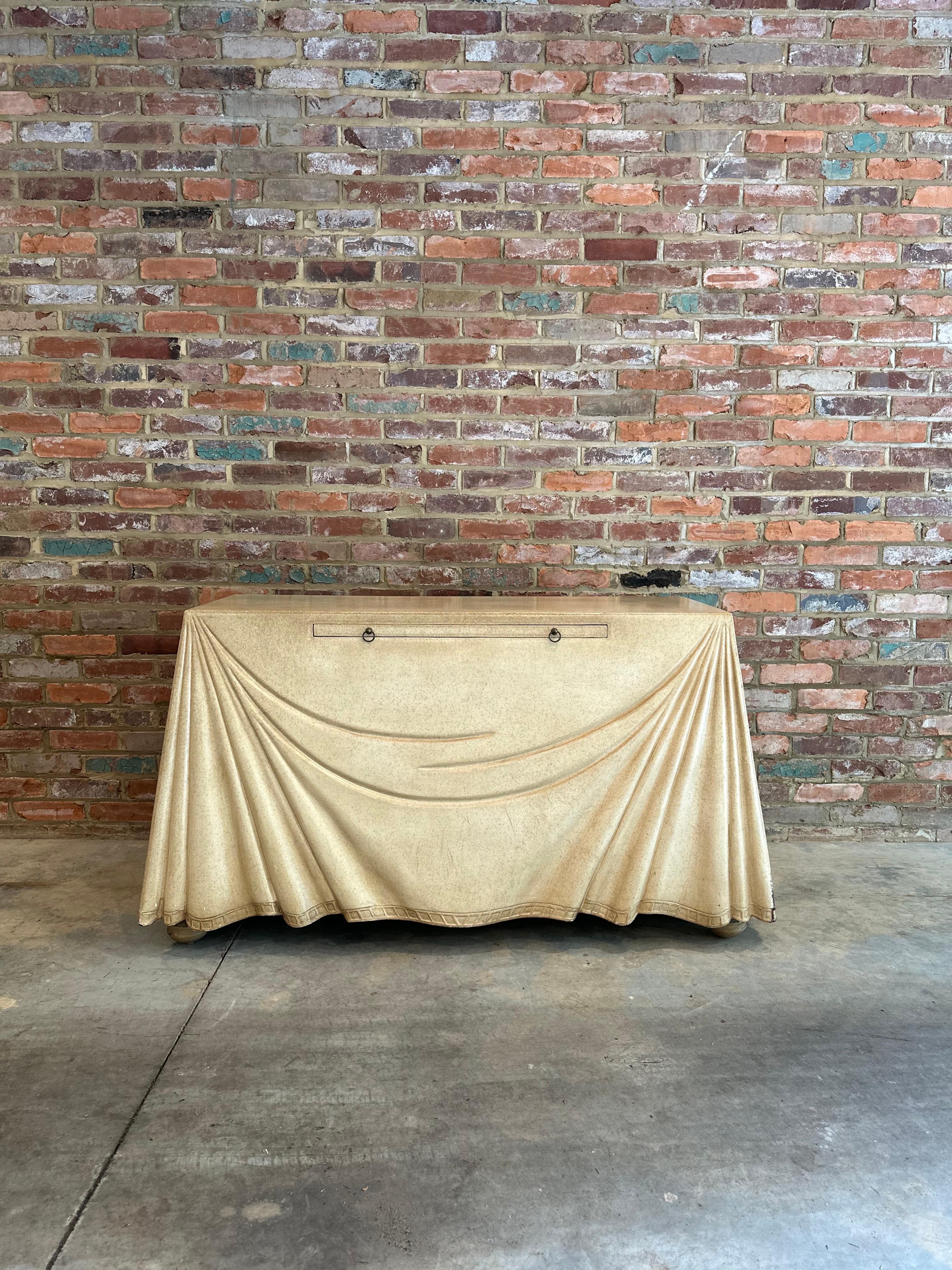 Leather Clad Trompe l’oeil Console Table by Marge Carson 5