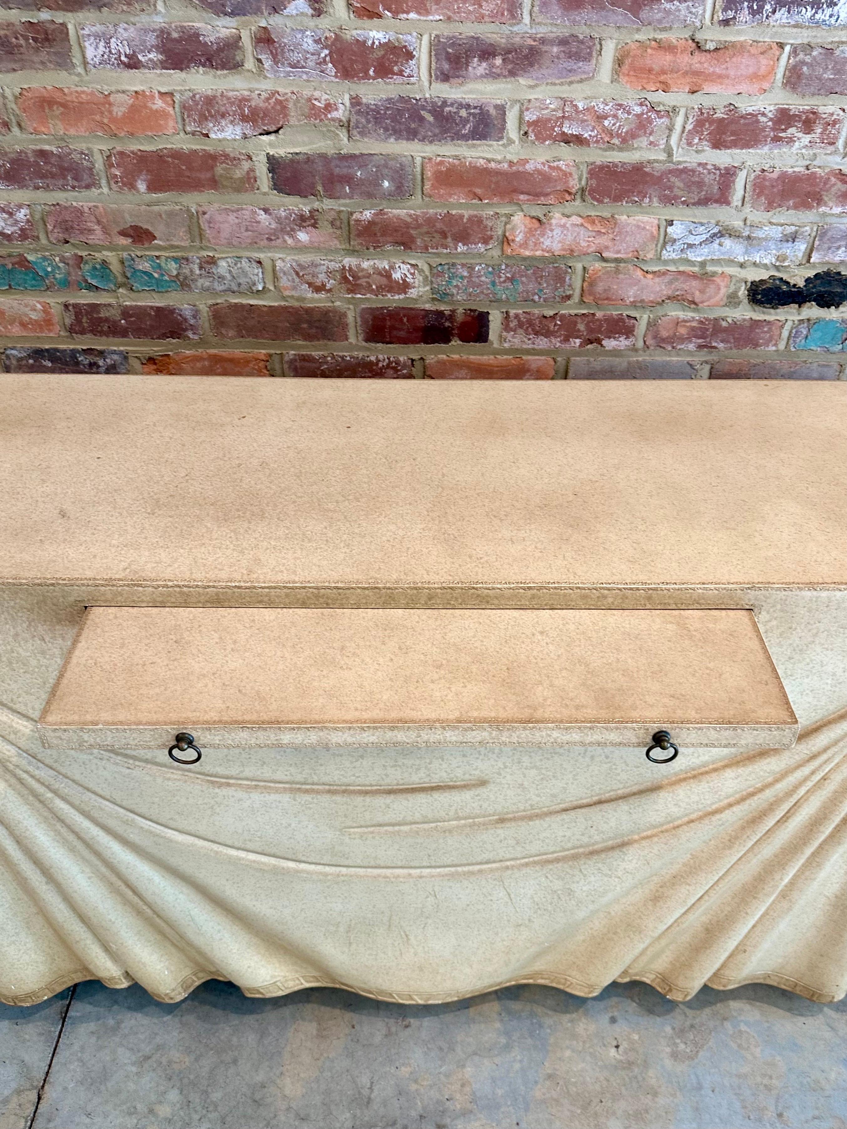 20th Century Leather Clad Trompe l’oeil Console Table by Marge Carson