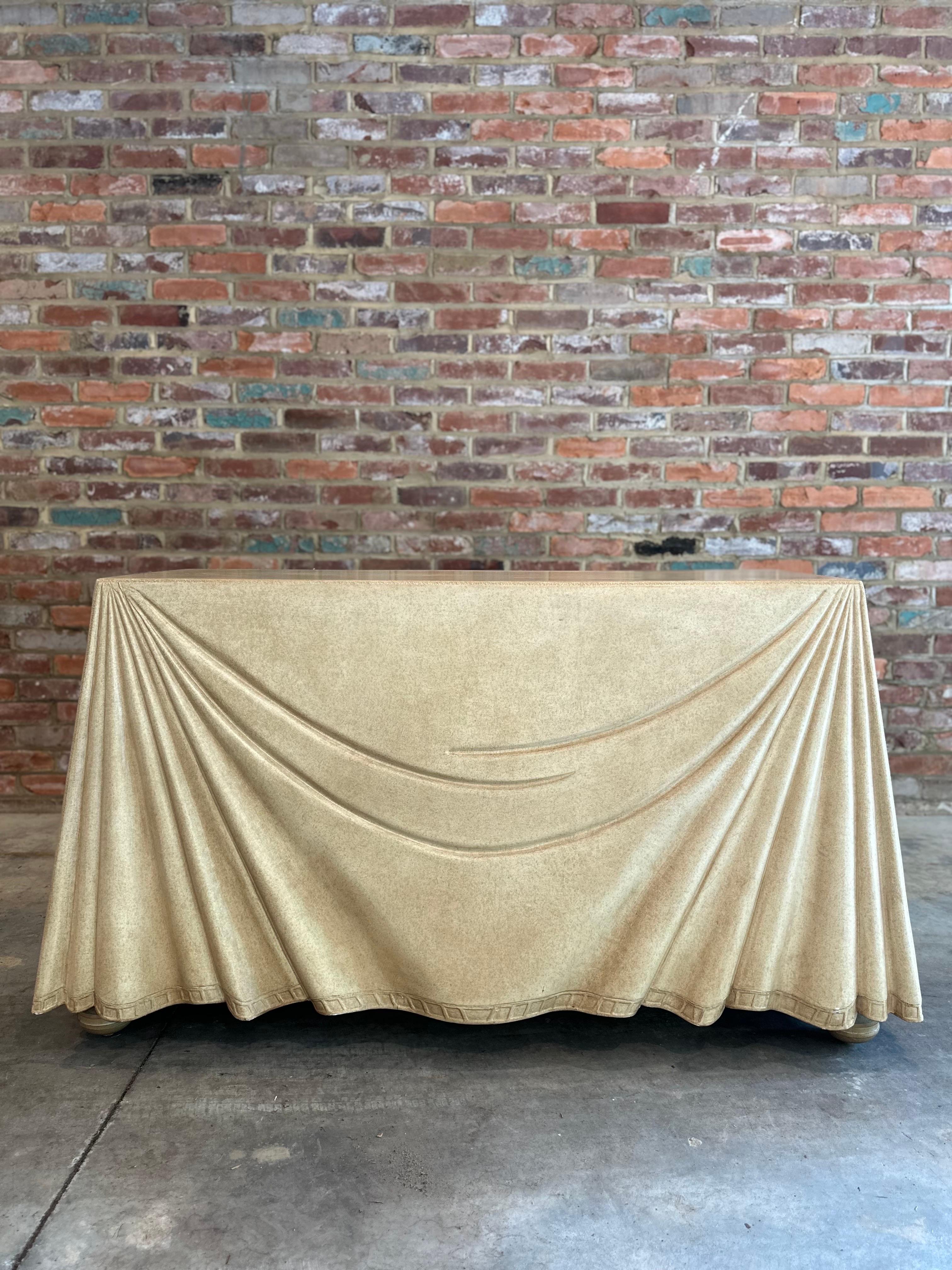 Leather Clad Trompe l’oeil Console Table by Marge Carson 4