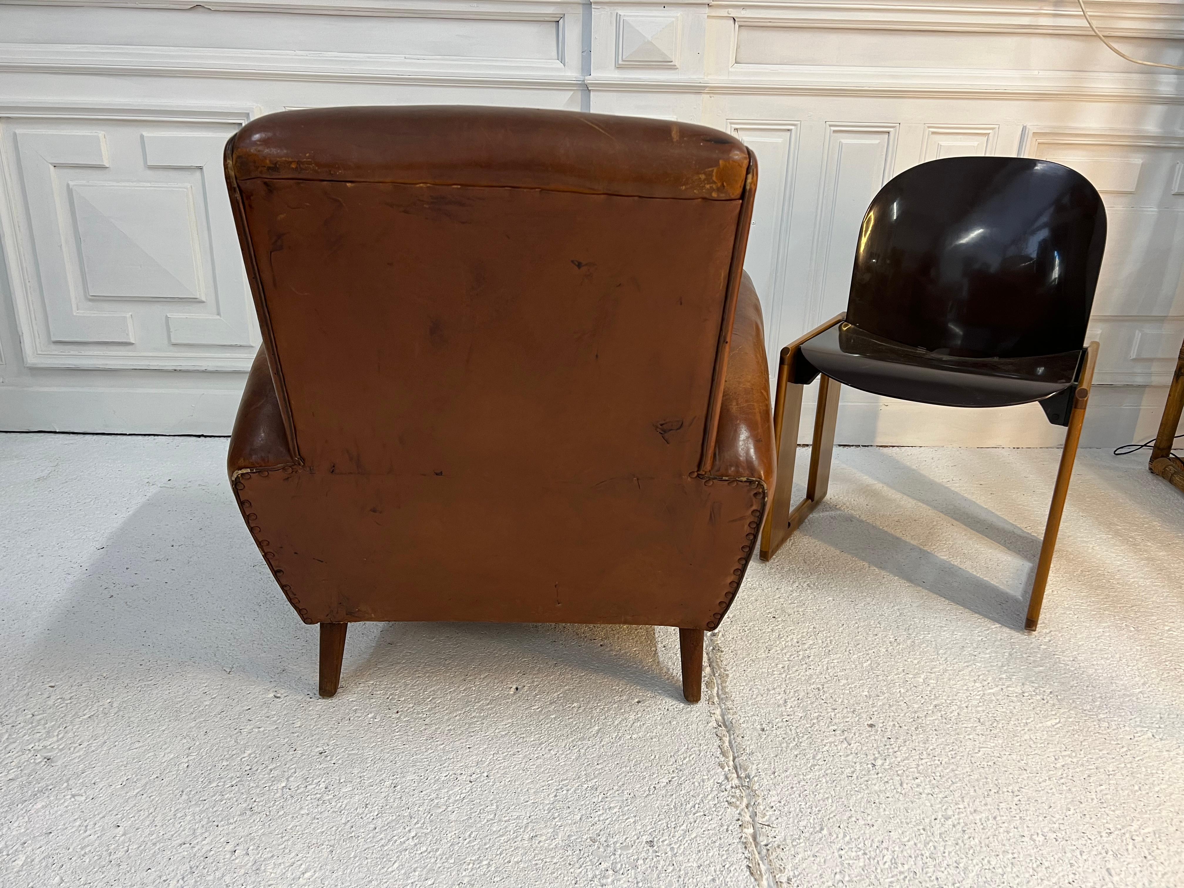 20th Century Leather Club Chair 1960s France