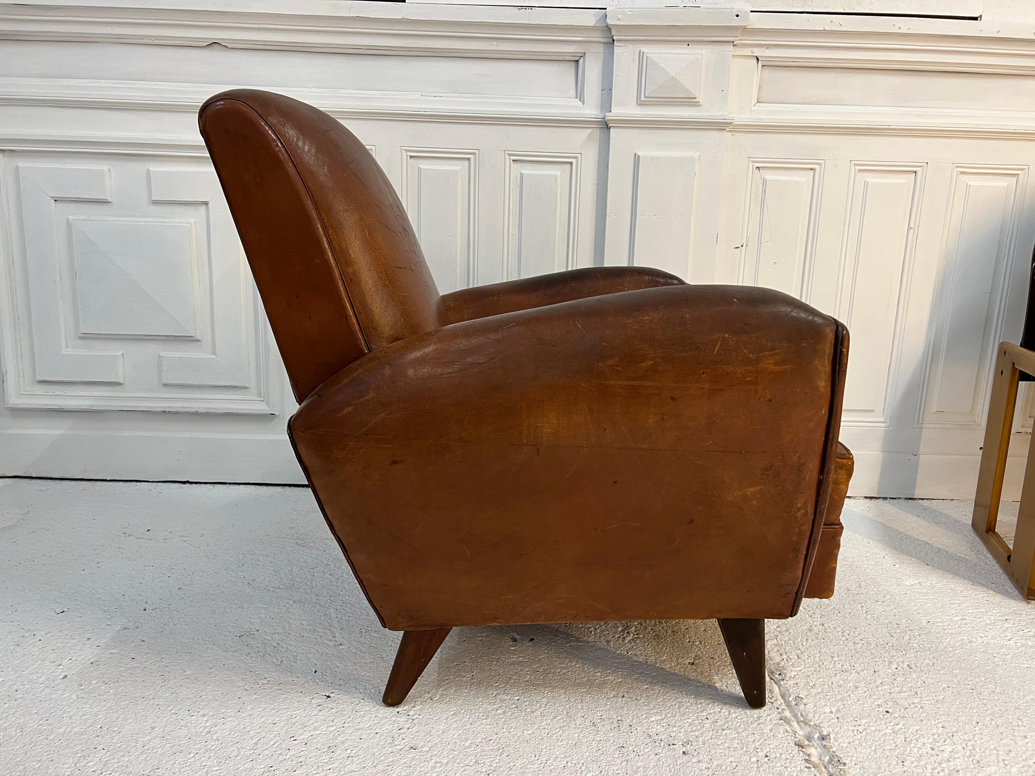 Leather Club Chair 1960s France 1