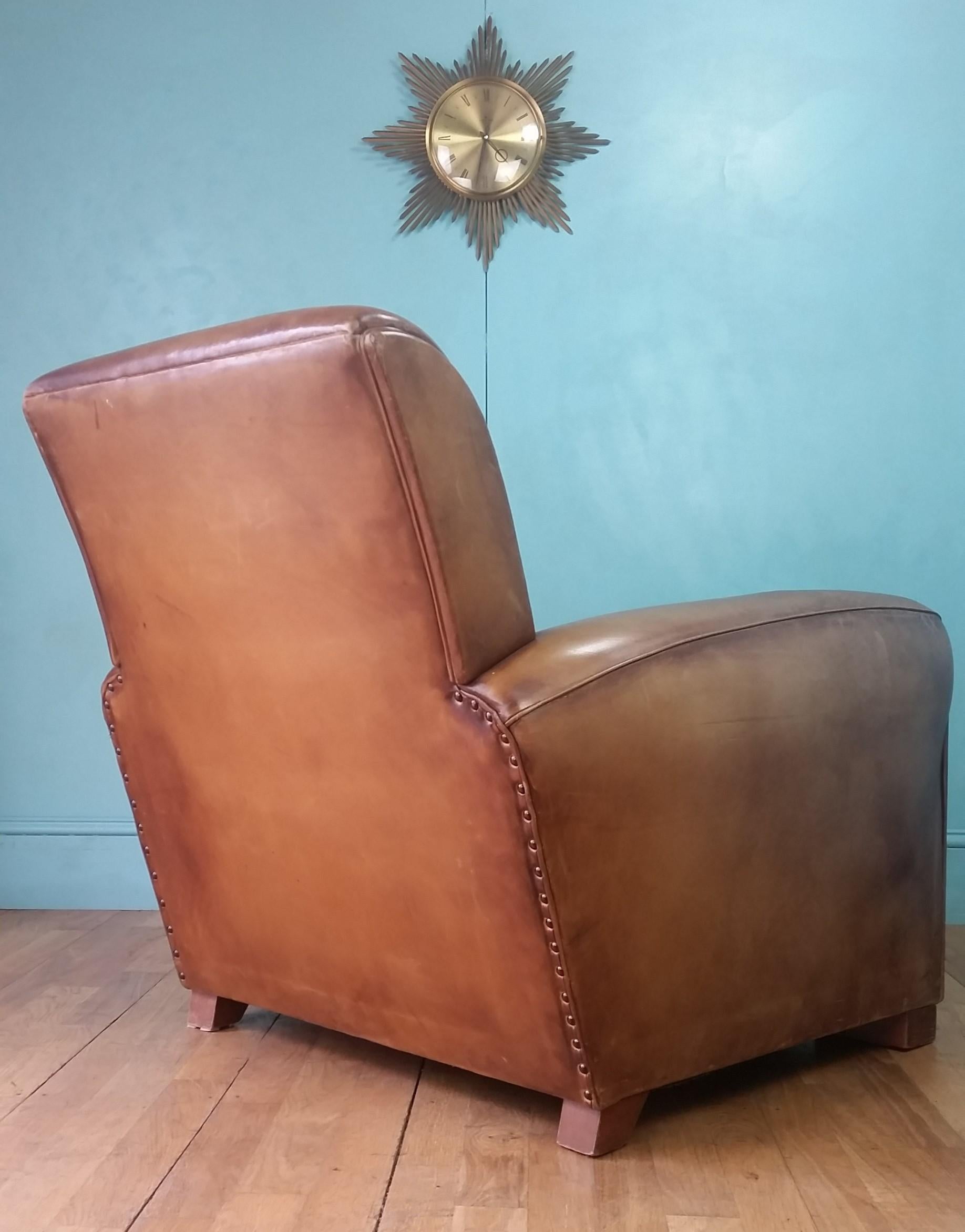 French Provincial Leather Club Chair For Sale