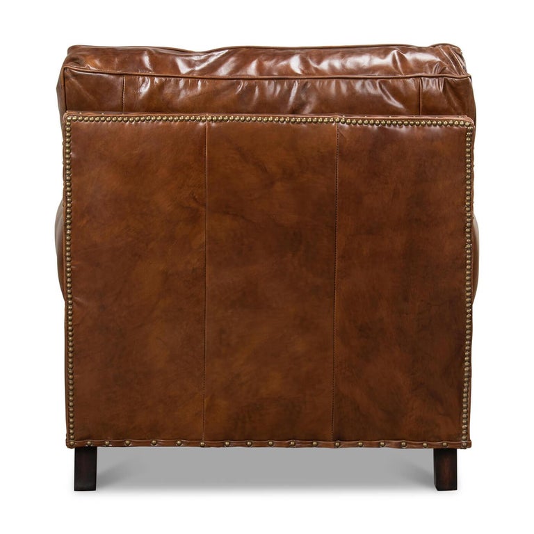 European Leather Club Chair For Sale