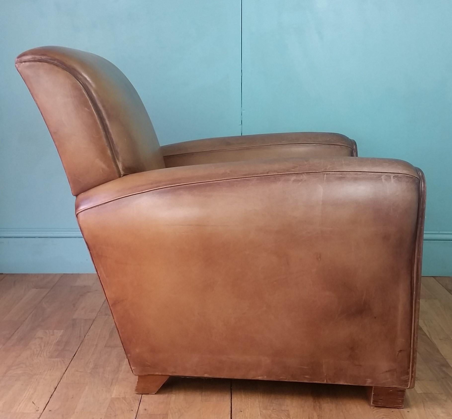 British Leather Club Chair For Sale