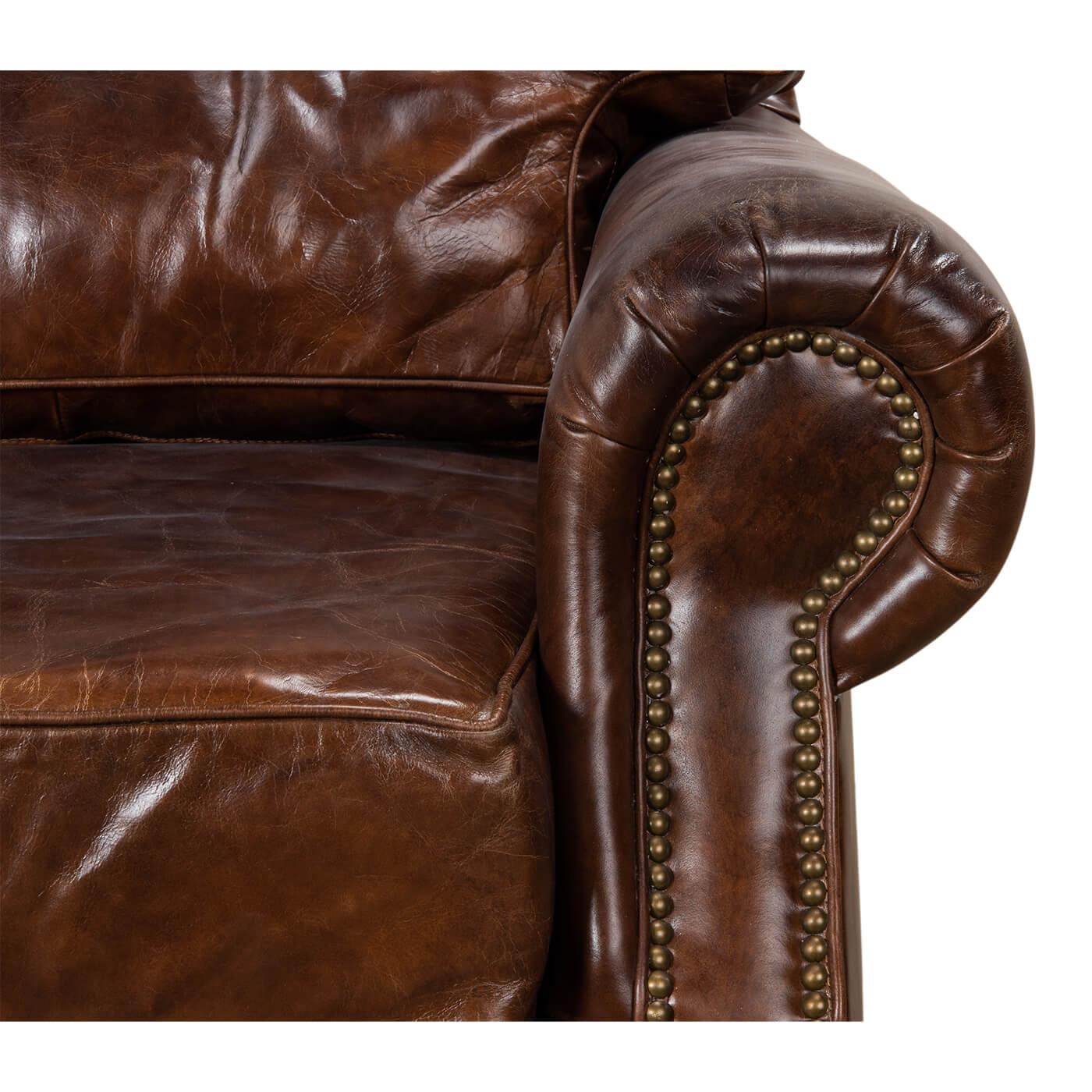 Contemporary Leather Club Chair For Sale
