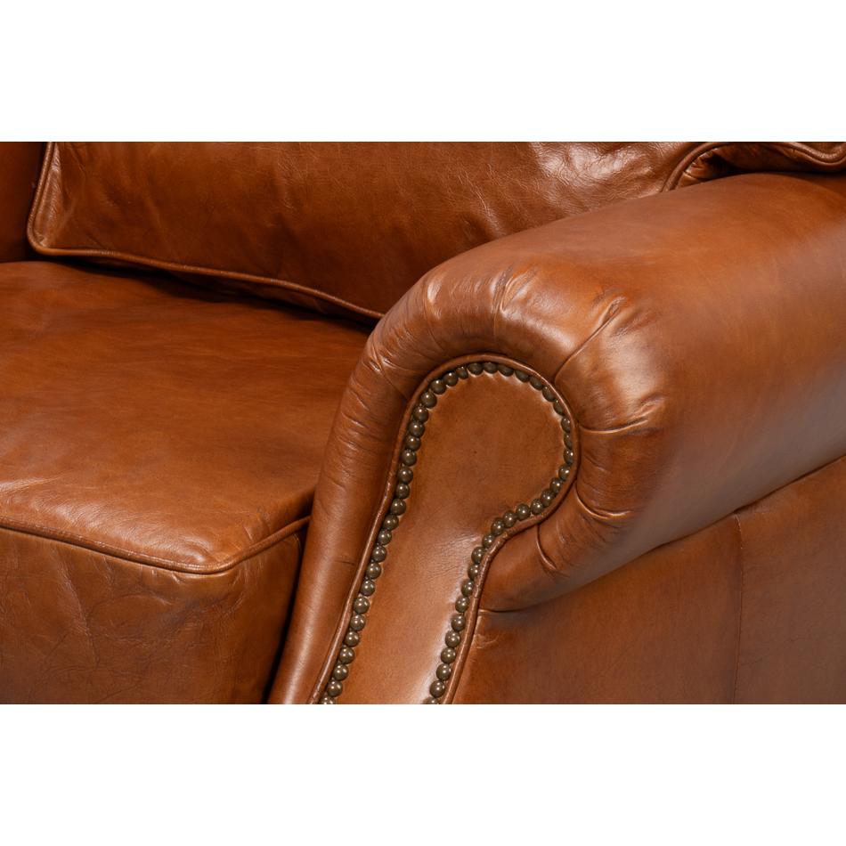 Contemporary Leather Club Chair For Sale