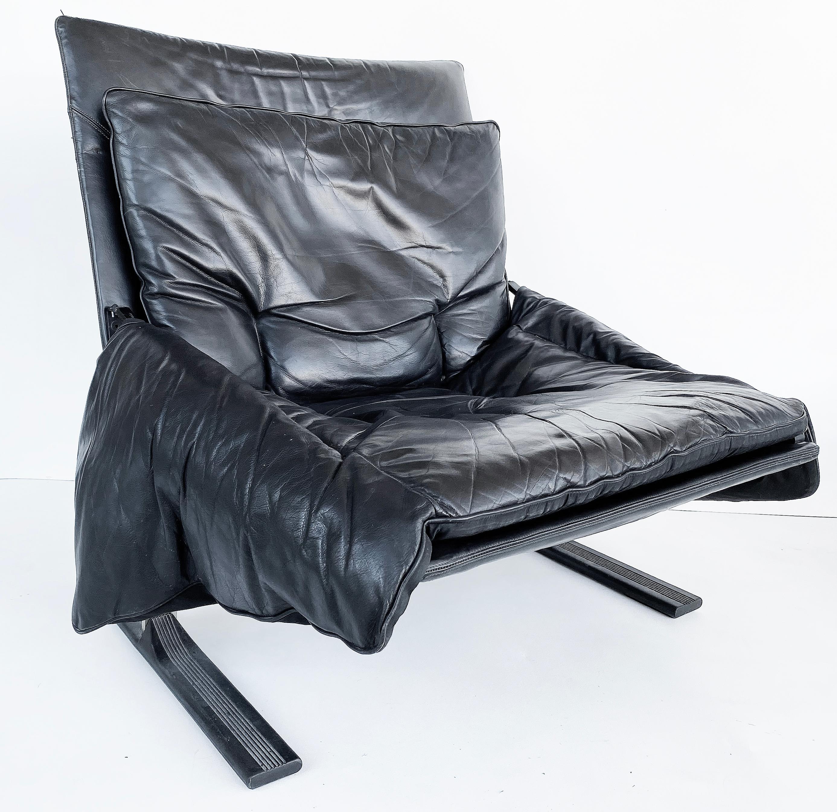 oversized black leather chair