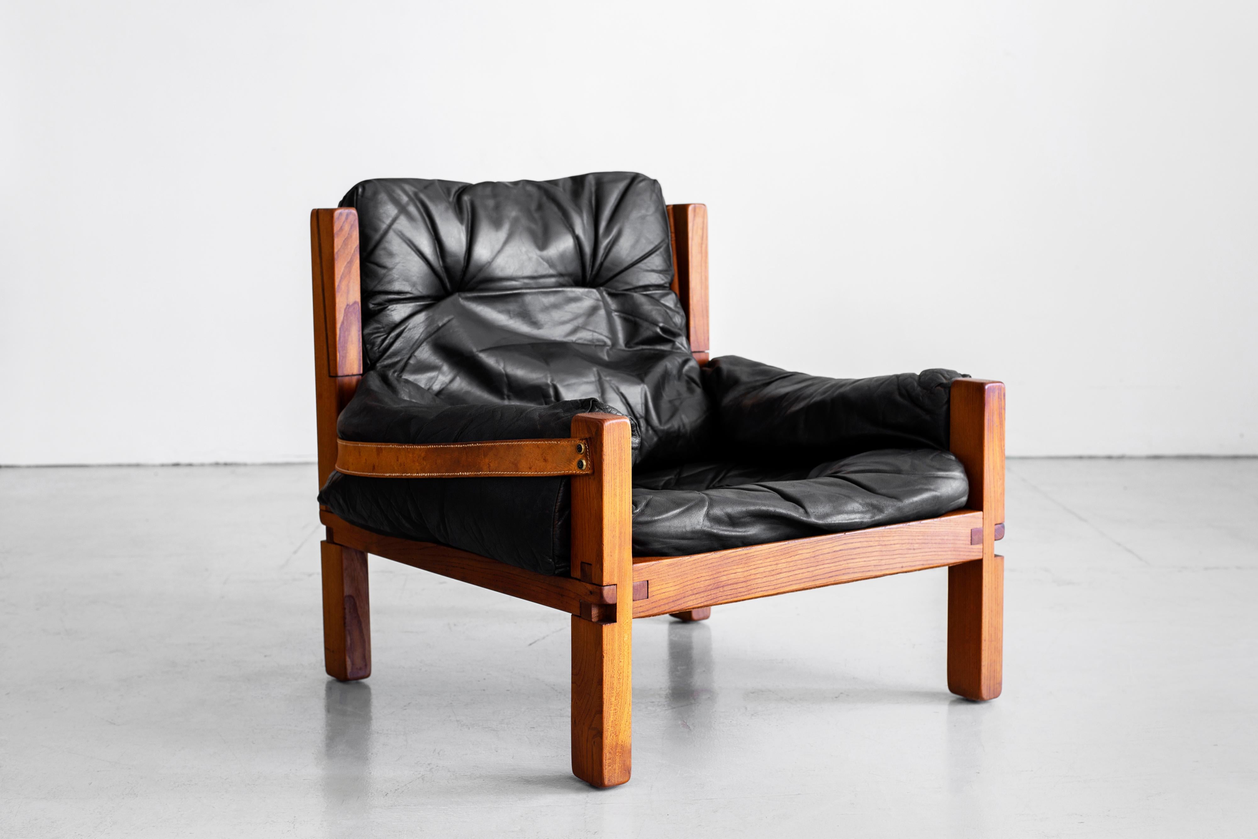 Mid-20th Century Leather Club Chairs by Pierre Chapo