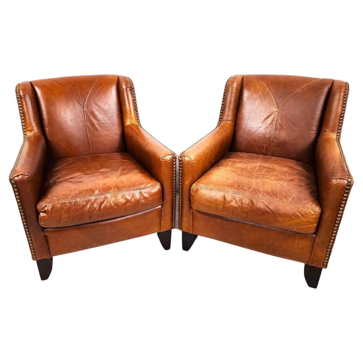 Leather Club Chairs MCM Vintage, Set of 2