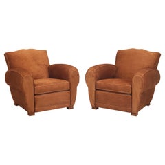 Leather Club Chairs Moustache in Rawhide Inspired by 1930’s French Art Deco