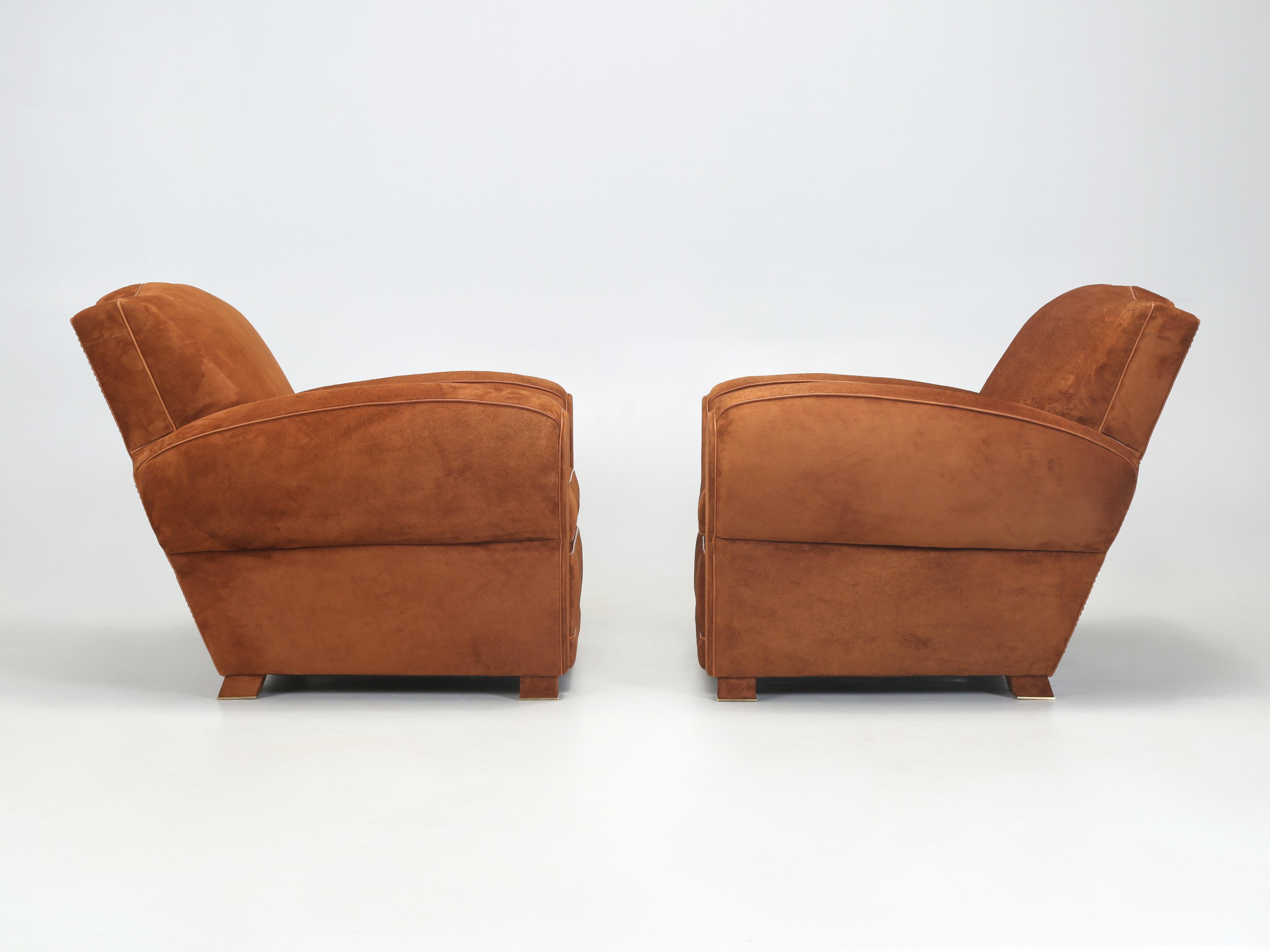  Leather Club Chairs Moustache in Rawhide Inspired by 1930’s French Art Deco New For Sale 4