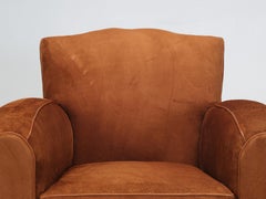 Fauteuils club en cuir Moustache en cuir brut inspiré de l'art déco français des années 1930