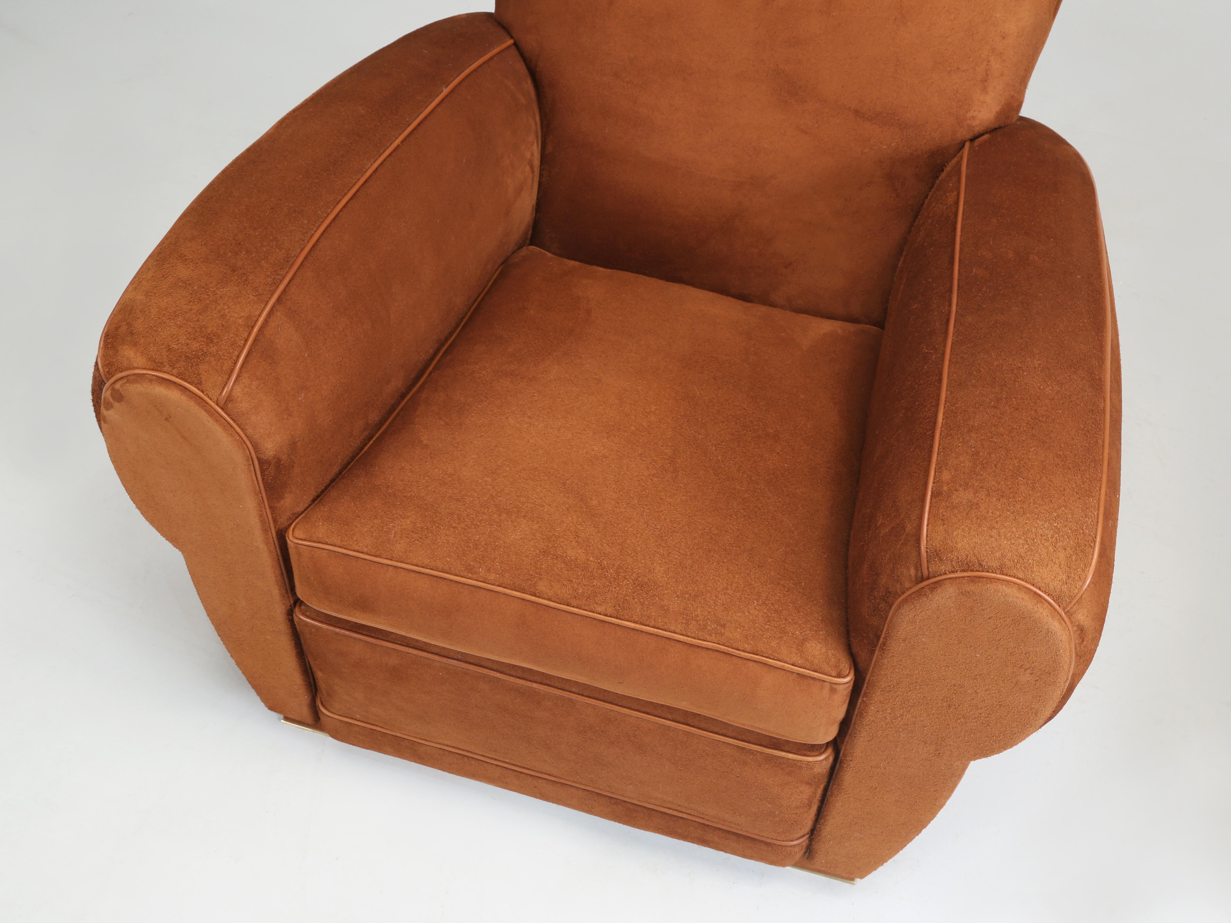 Hand-Crafted  Leather Club Chairs Moustache in Rawhide Inspired by 1930’s French Art Deco New For Sale