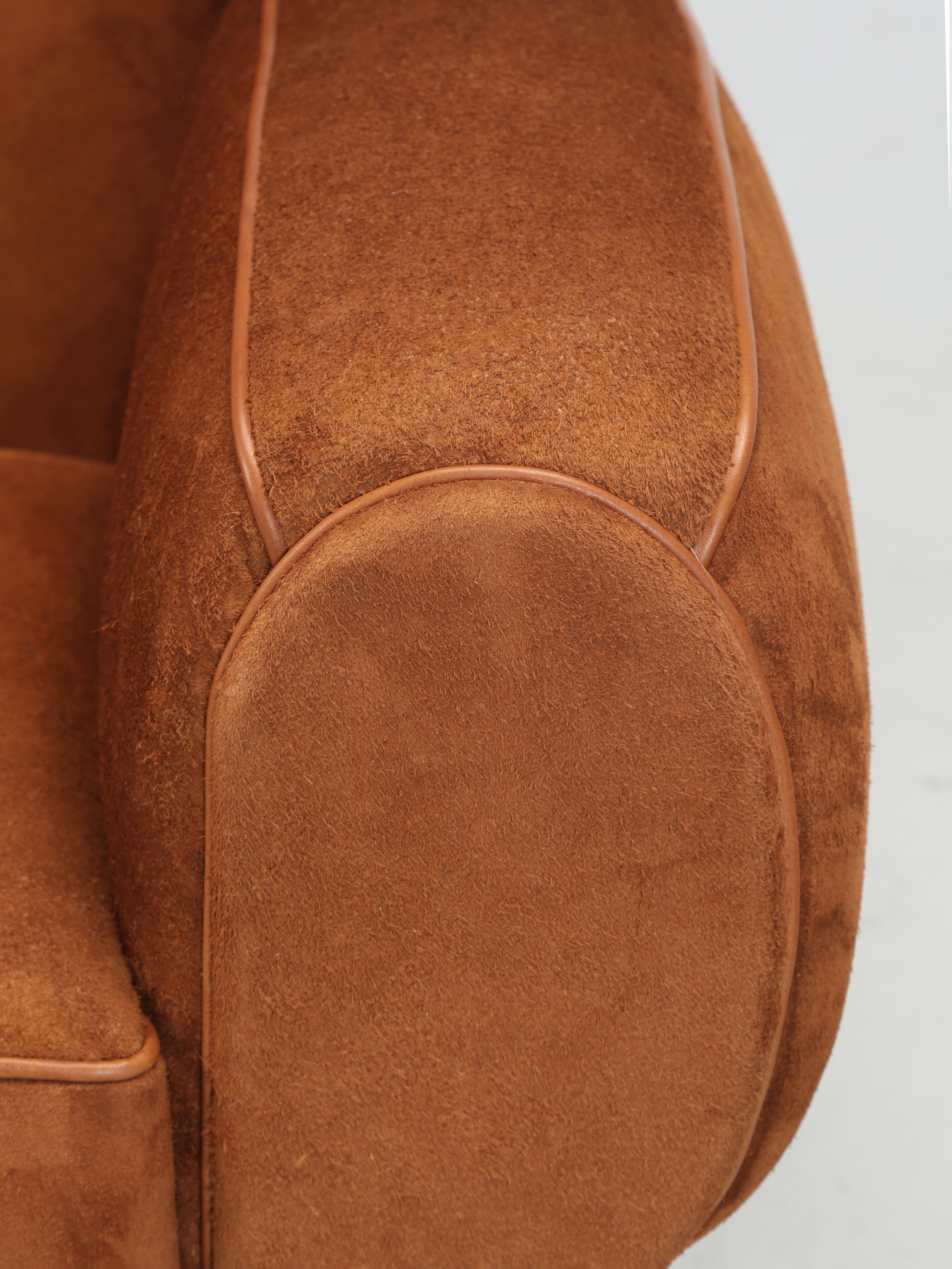 Contemporary Leather Club Chairs Moustache in Rawhide Inspired by 1930’s French Art Deco For Sale