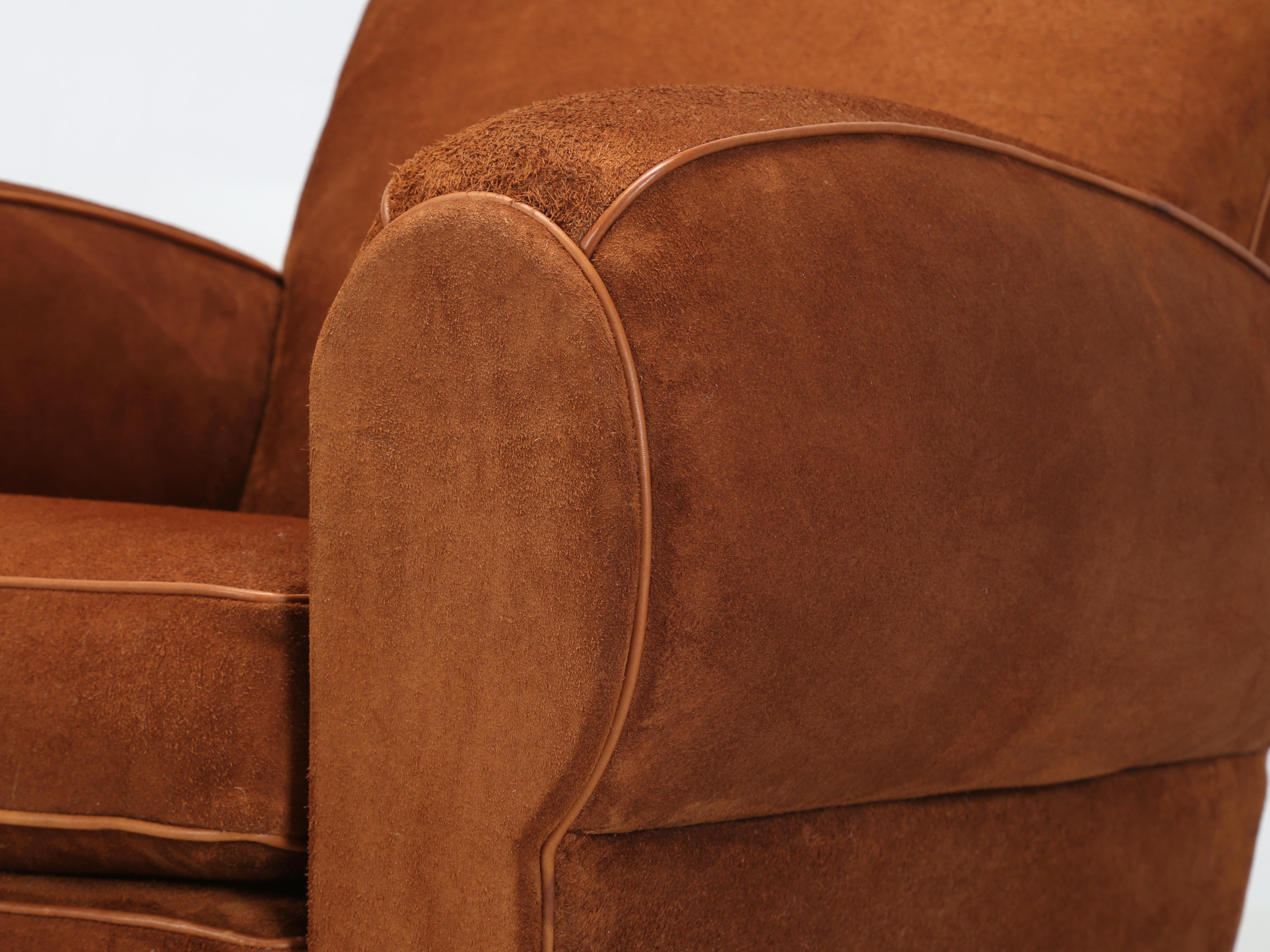  Leather Club Chairs Moustache in Rawhide Inspired by 1930’s French Art Deco New For Sale 1