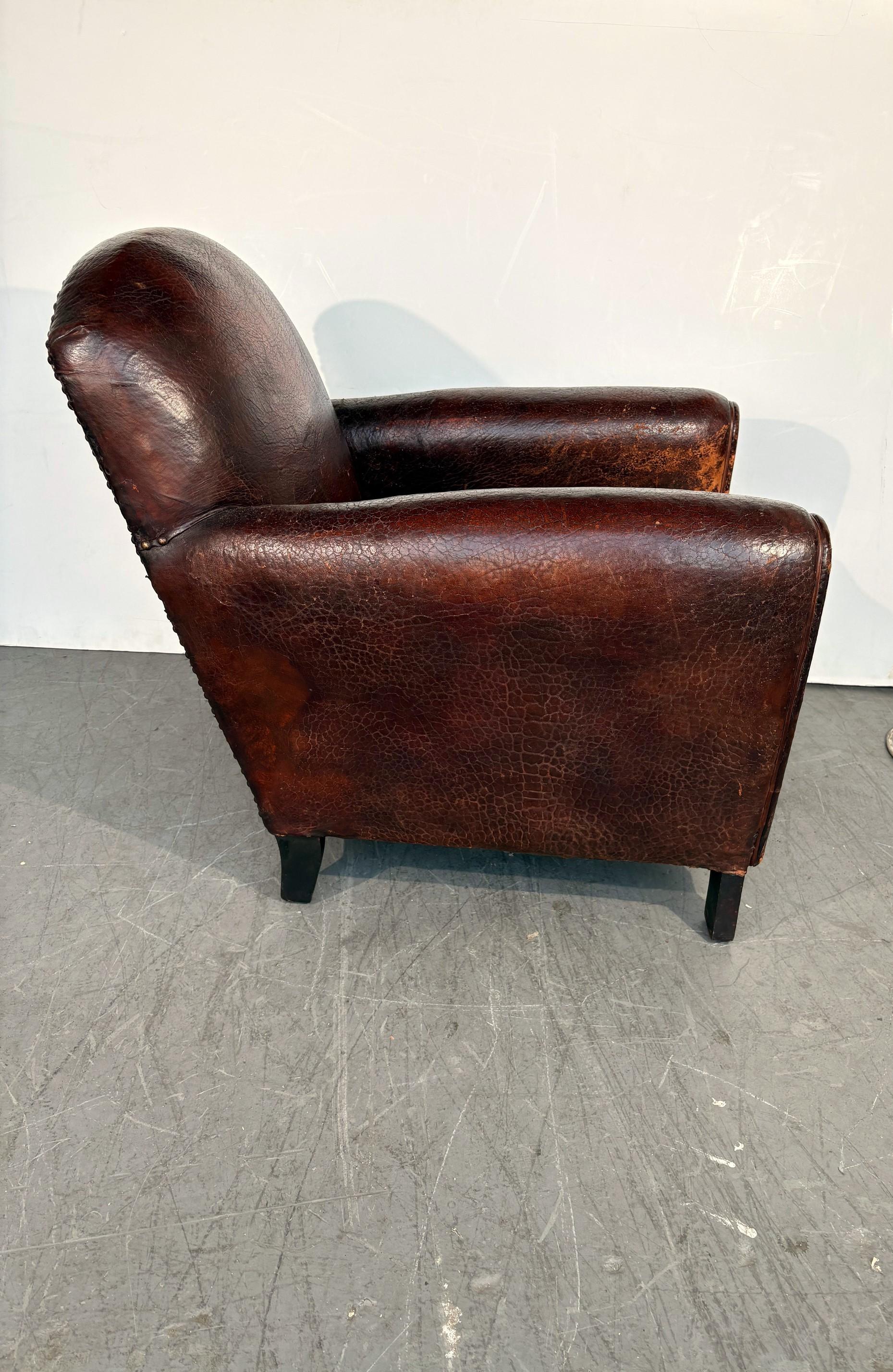 French Leather Club Chairs Set of 2
