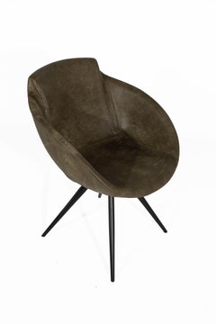 Olive Leather Club Dining Chair