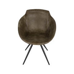 Olive Leather Club Dining Chair
