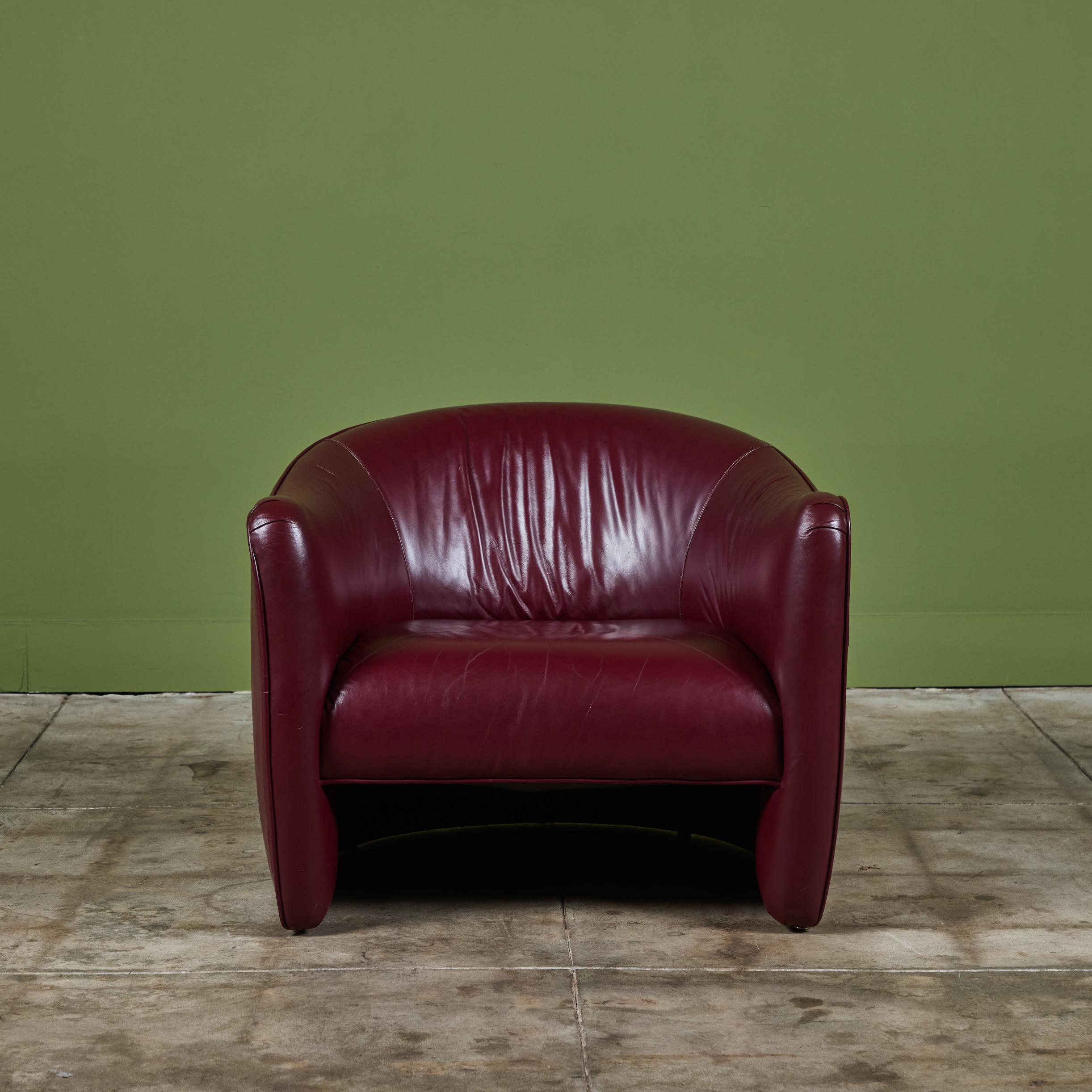Post-Modern Leather Club Lounge Chair by Metropolitan Furniture Co. For Sale