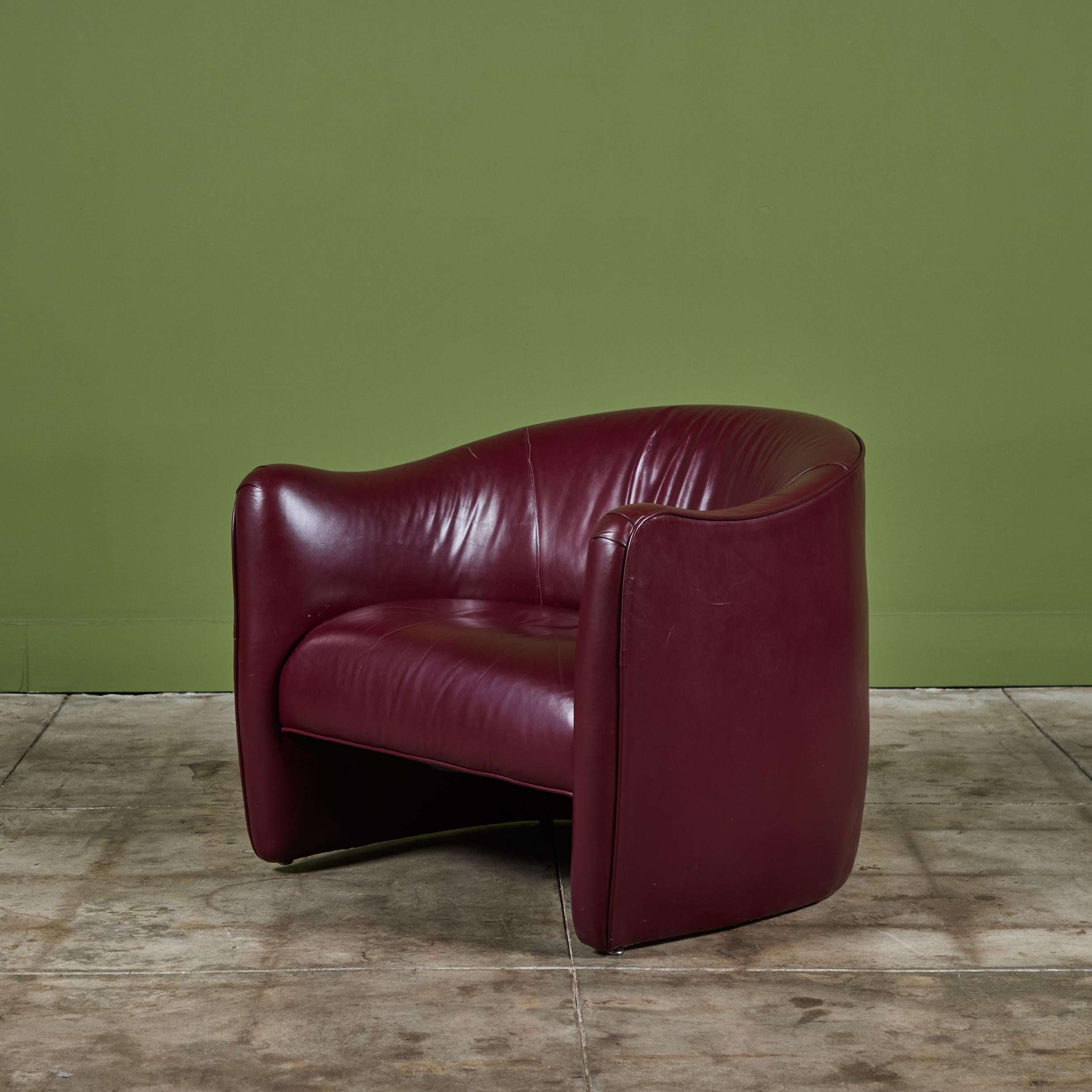 Leather Club Lounge Chair by Metropolitan Furniture Co. For Sale 2