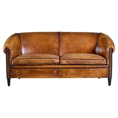 Used Leather Club Style Sofa