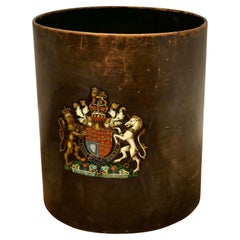 Leather Coat of Arms Waste Paper Basket  The basket is made in leather   