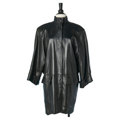 Retro Leather coat with snap and winter lining Alaia 