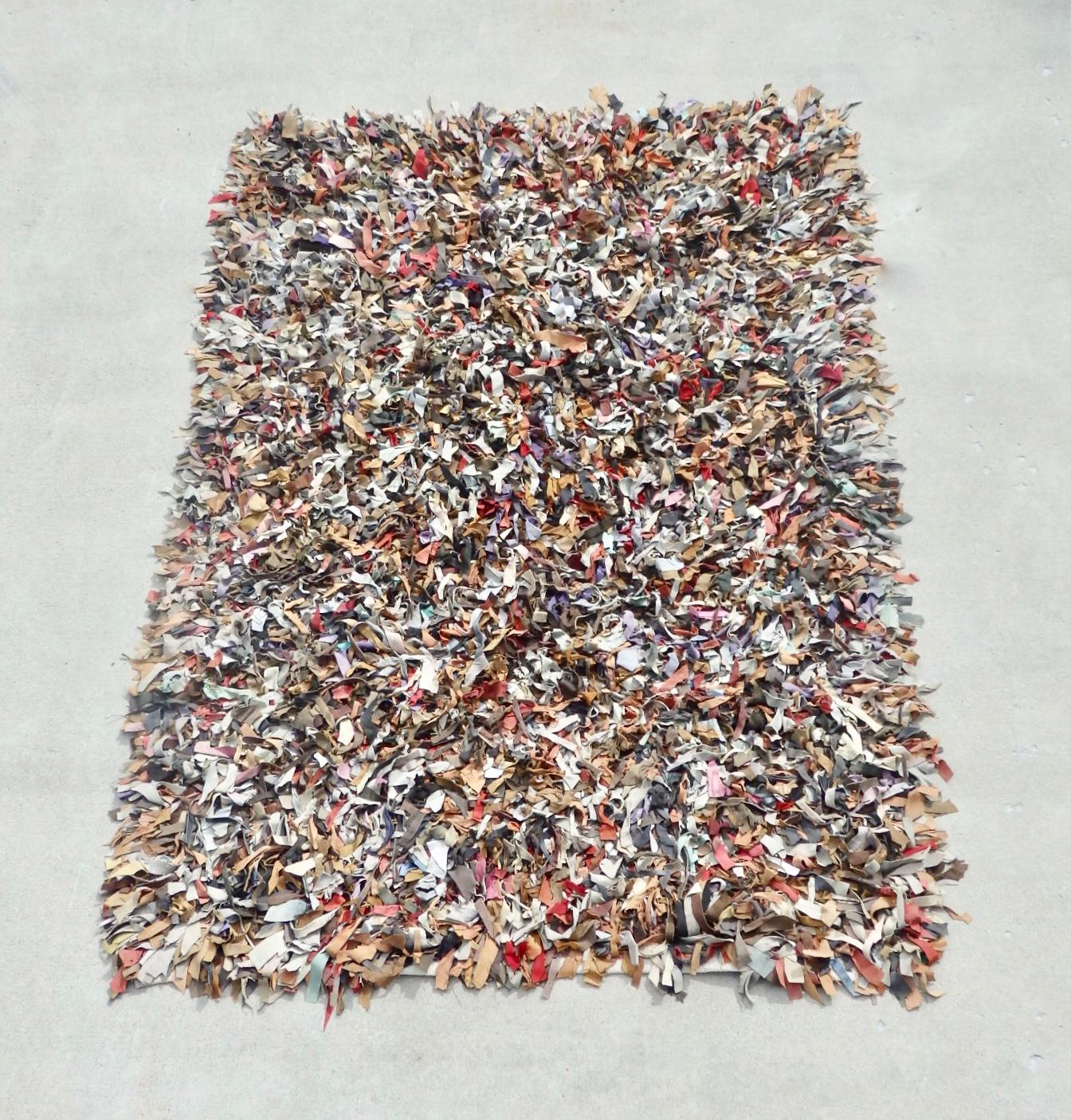 Hand-Knotted Leather Confetti Area Rug by Jack Lenor Larson