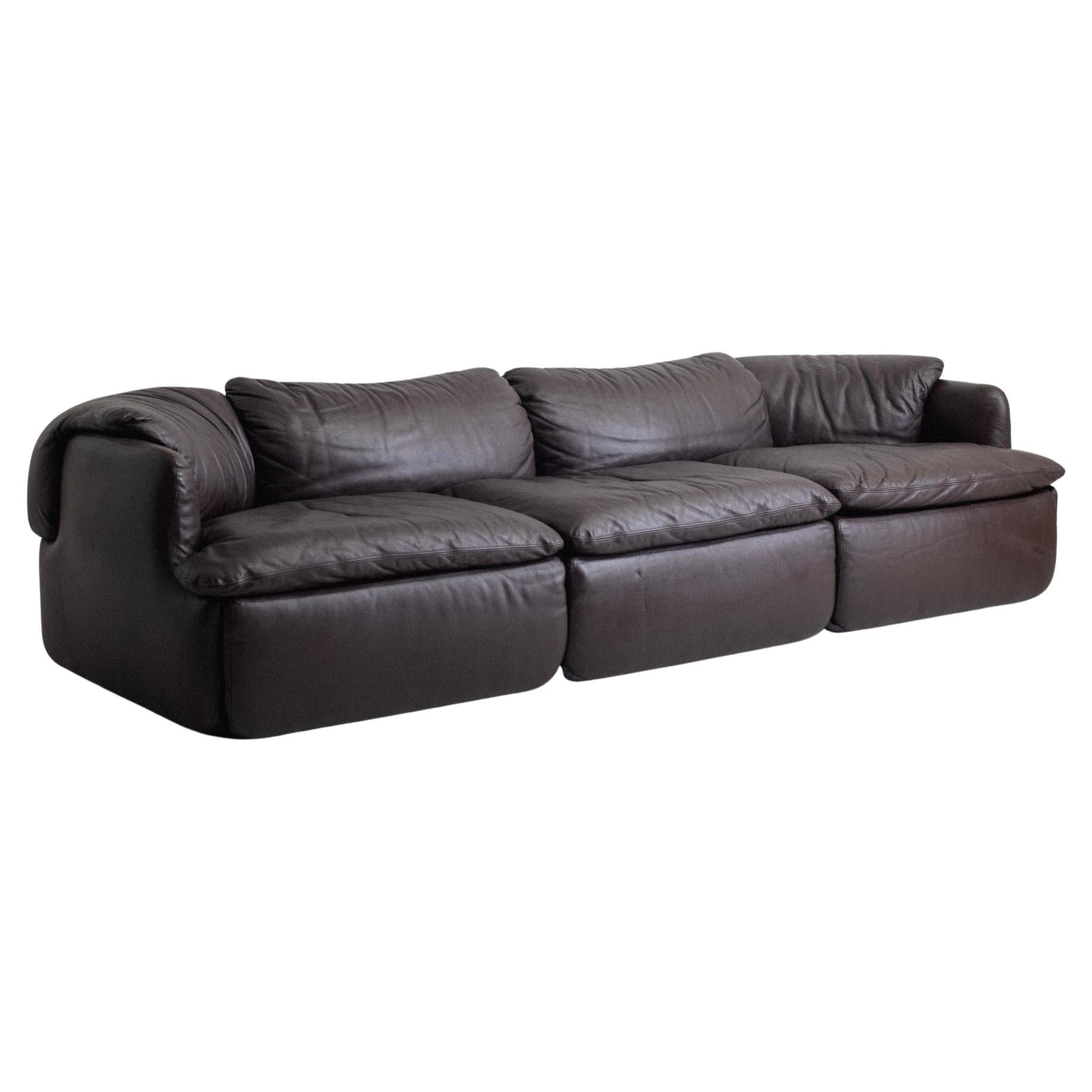 Leather "Confidential" Sofa by Alberto Rosselli for Saporiti