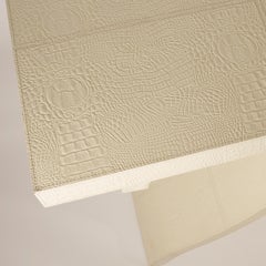 Leather Console in Faux Crocodile, Brass and Shagreen, in Stock