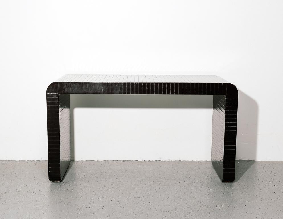 Leather Console Table Attributed to Karl Springer In Good Condition In Brooklyn, NY