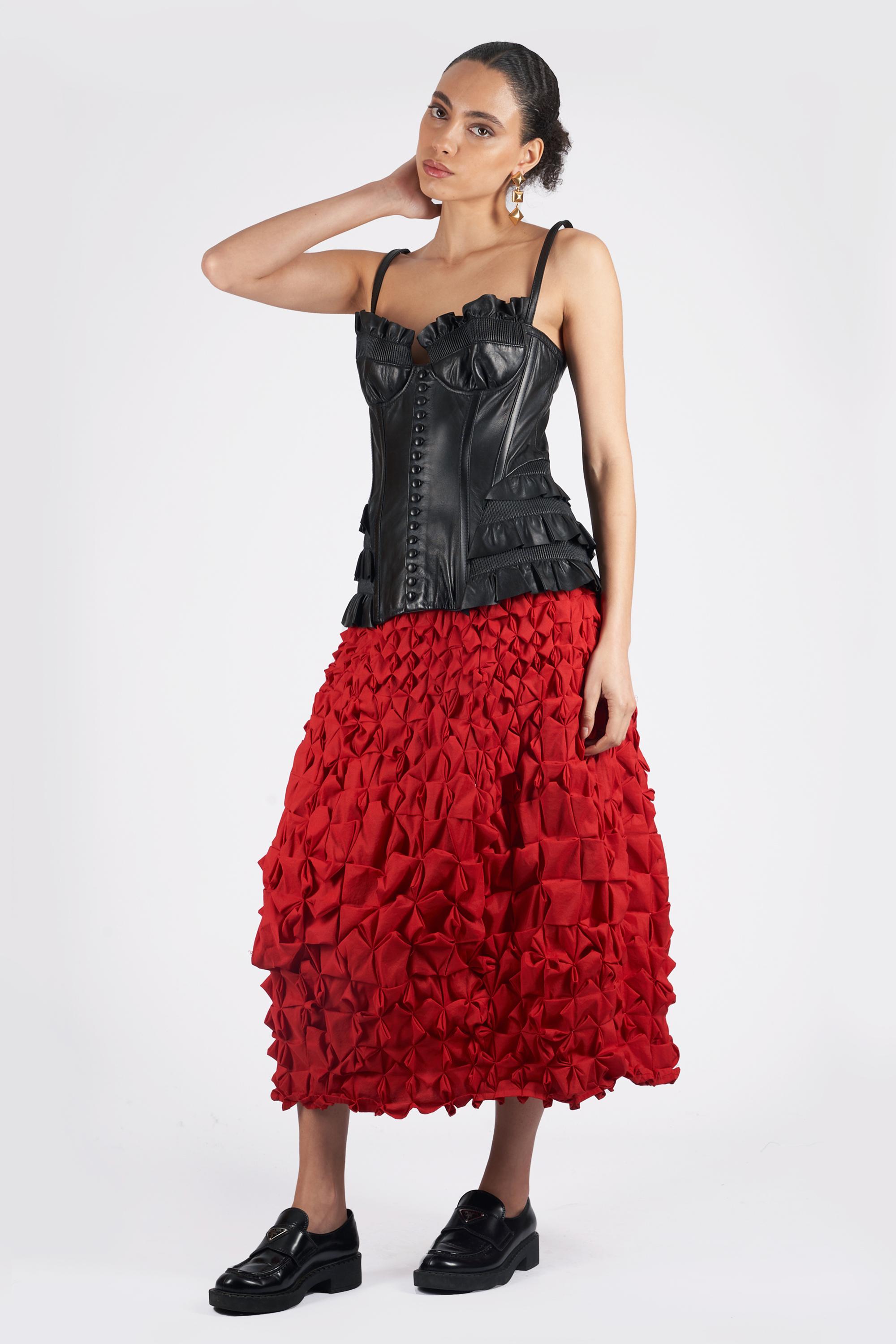Women's Leather Corset with Frills For Sale