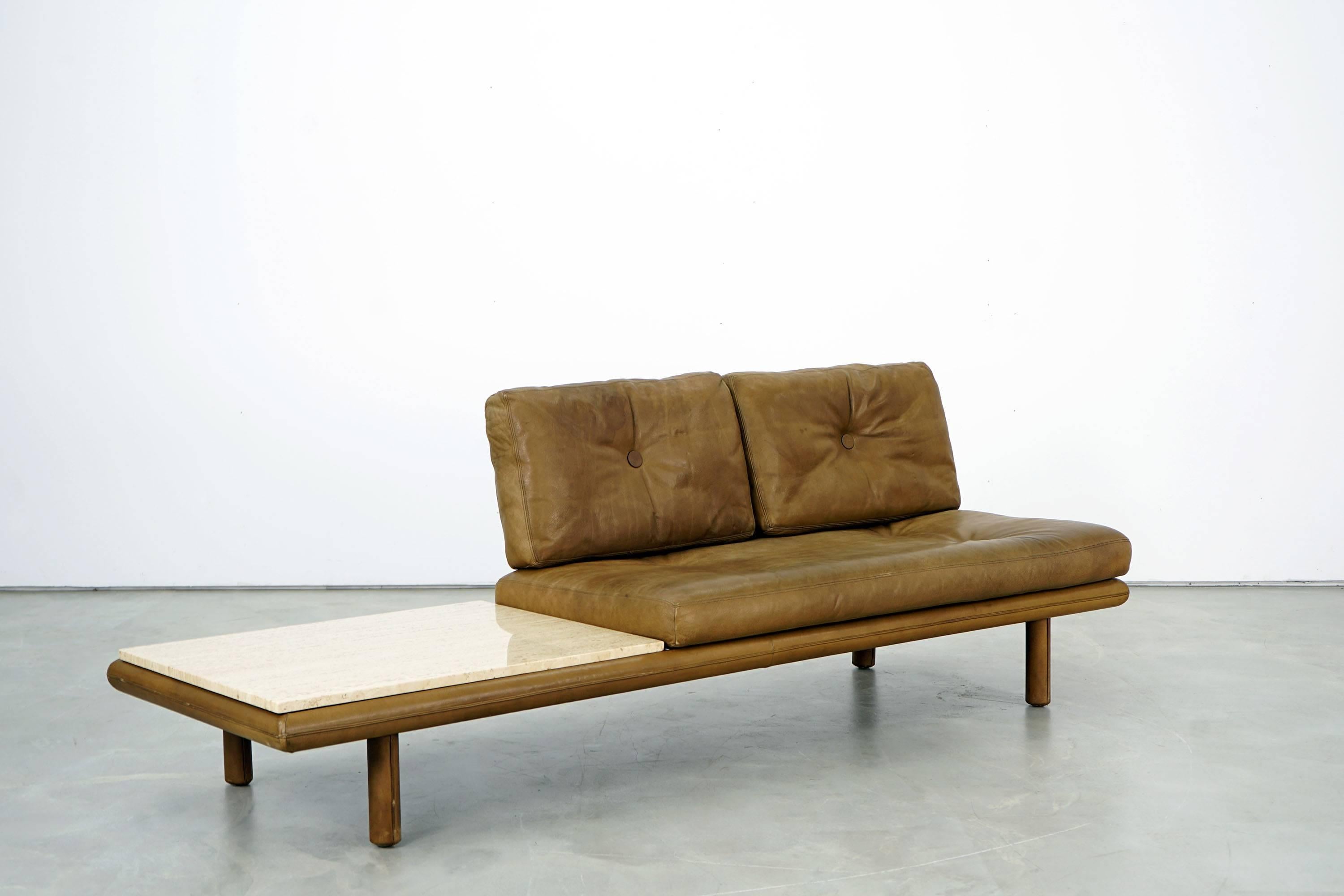 Leather Couch with Marble Table, F. Köttgen for Kill International, 1960s In Good Condition In Munster, NRW