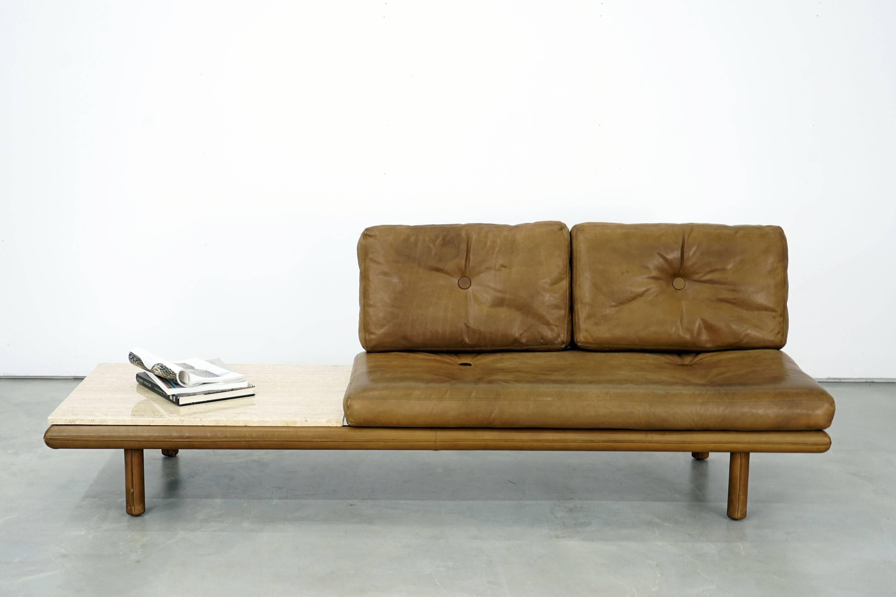 Leather Couch with Marble Table, F. Köttgen for Kill International, 1960s 2