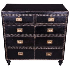 Leather Covered Brass Studded, Chest of Drawers, circa 1900