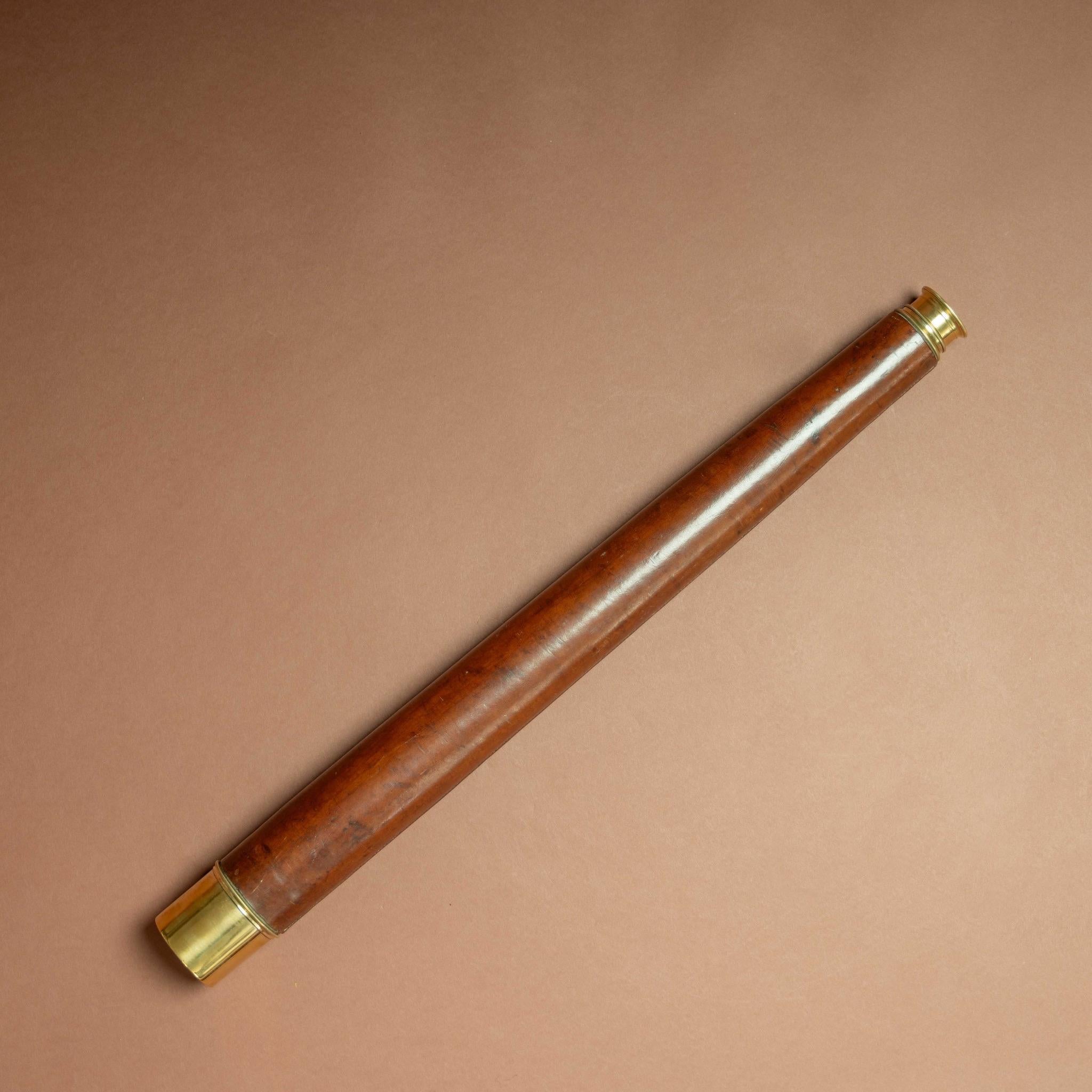 Leather Covered Brass Naval Telescope, Circa 1910 1