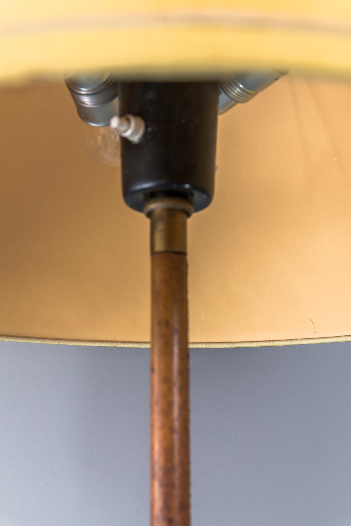 Leather Covered Brass Telescope Floor Lamps by J.T. Kalmar, Austria For Sale 8