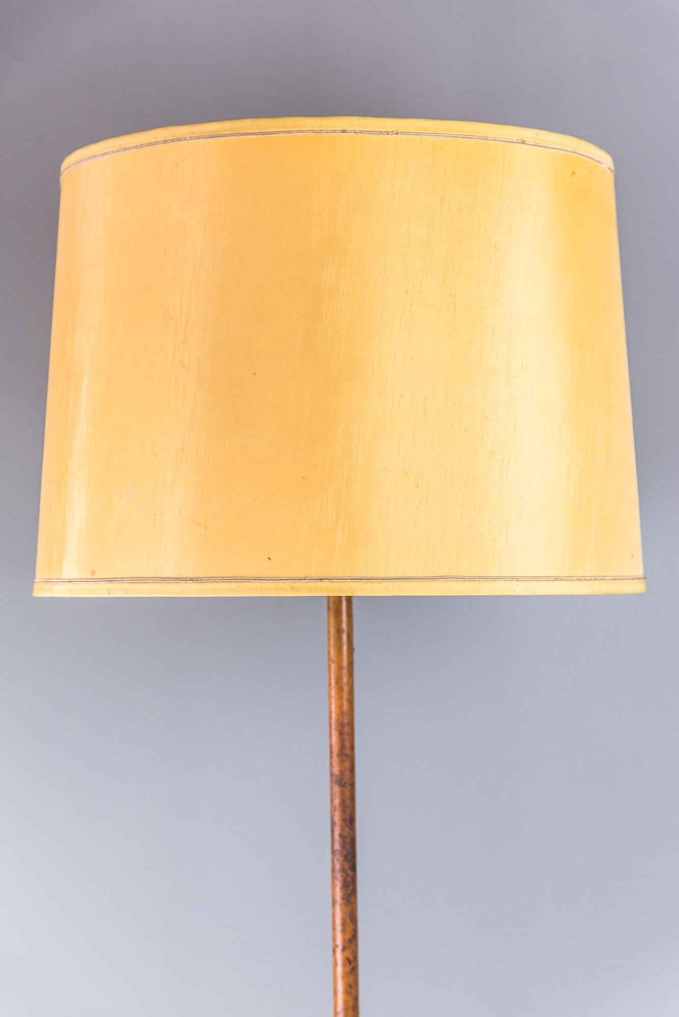 Mid-20th Century Leather Covered Brass Telescope Floor Lamps by J.T. Kalmar, Austria