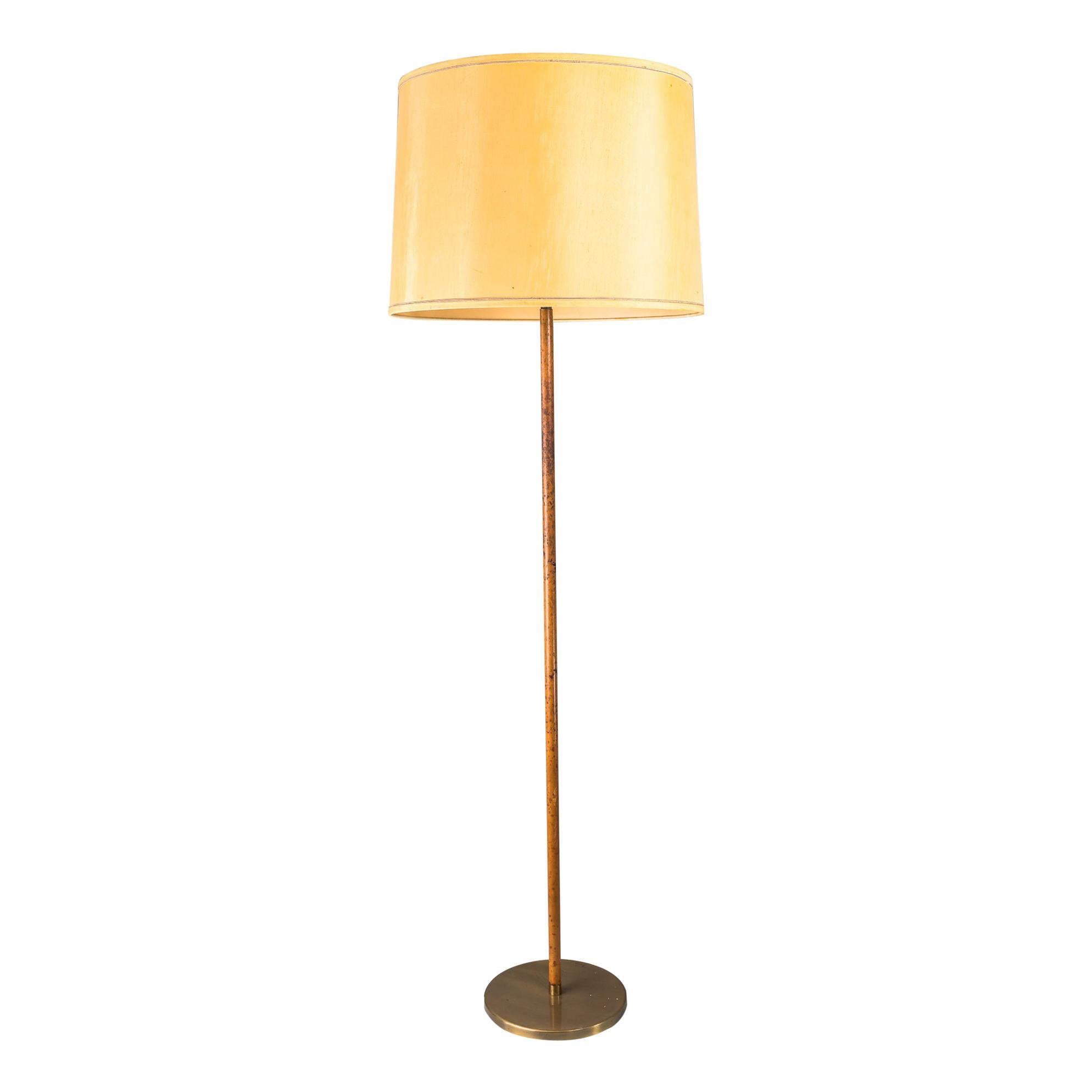 Leather Covered Brass Telescope Floor Lamps by J.T. Kalmar, Austria For Sale