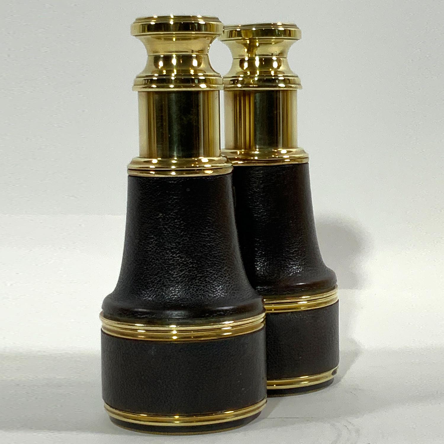 Polished Leather Covered Brass Yachting Binoculars