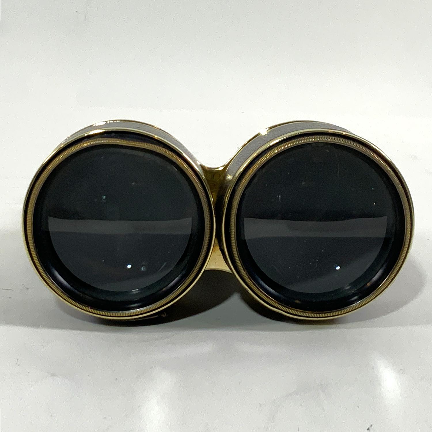Leather Covered Brass Yachting Binoculars In Good Condition In Norwell, MA