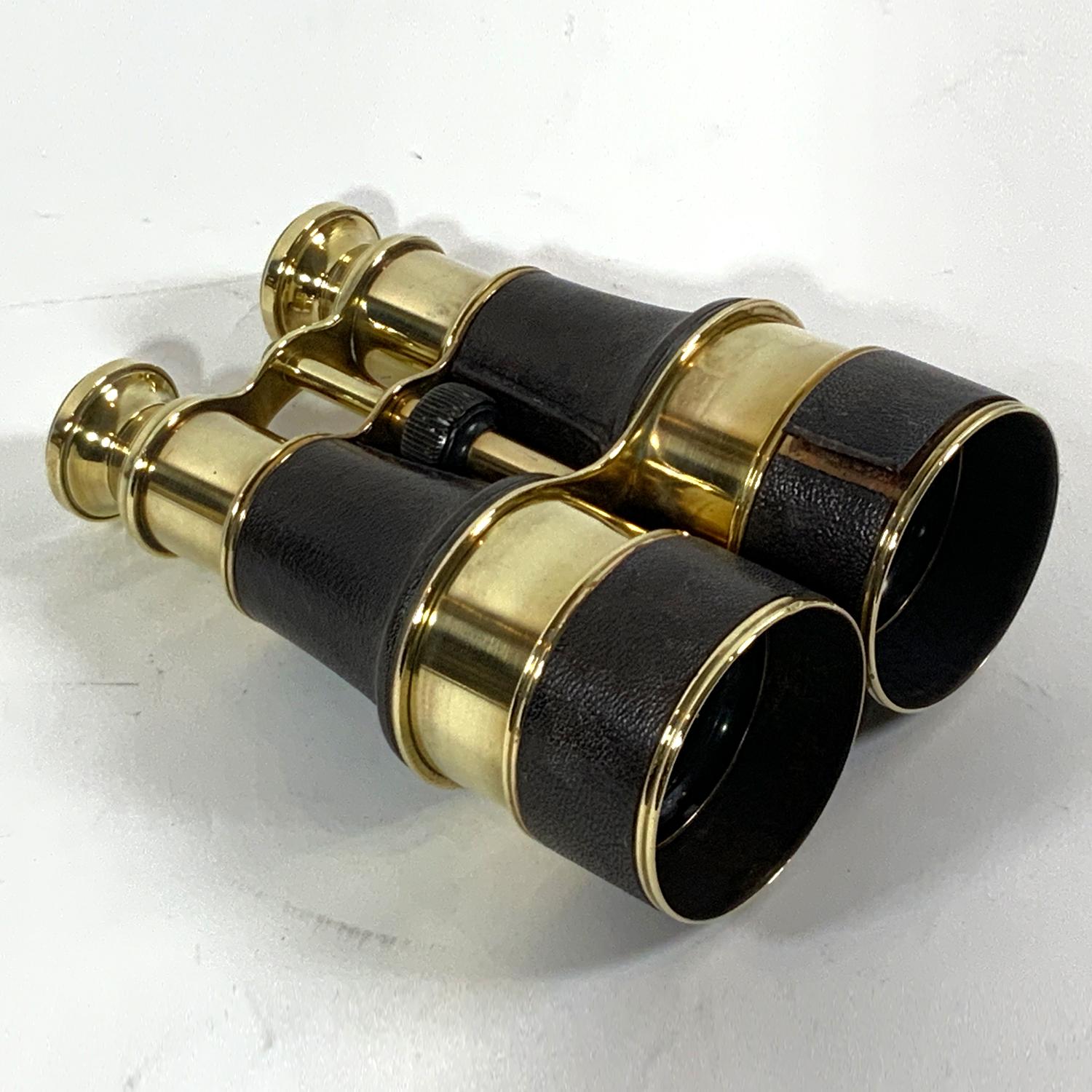 Early 20th Century Leather Covered Brass Yachting Binoculars