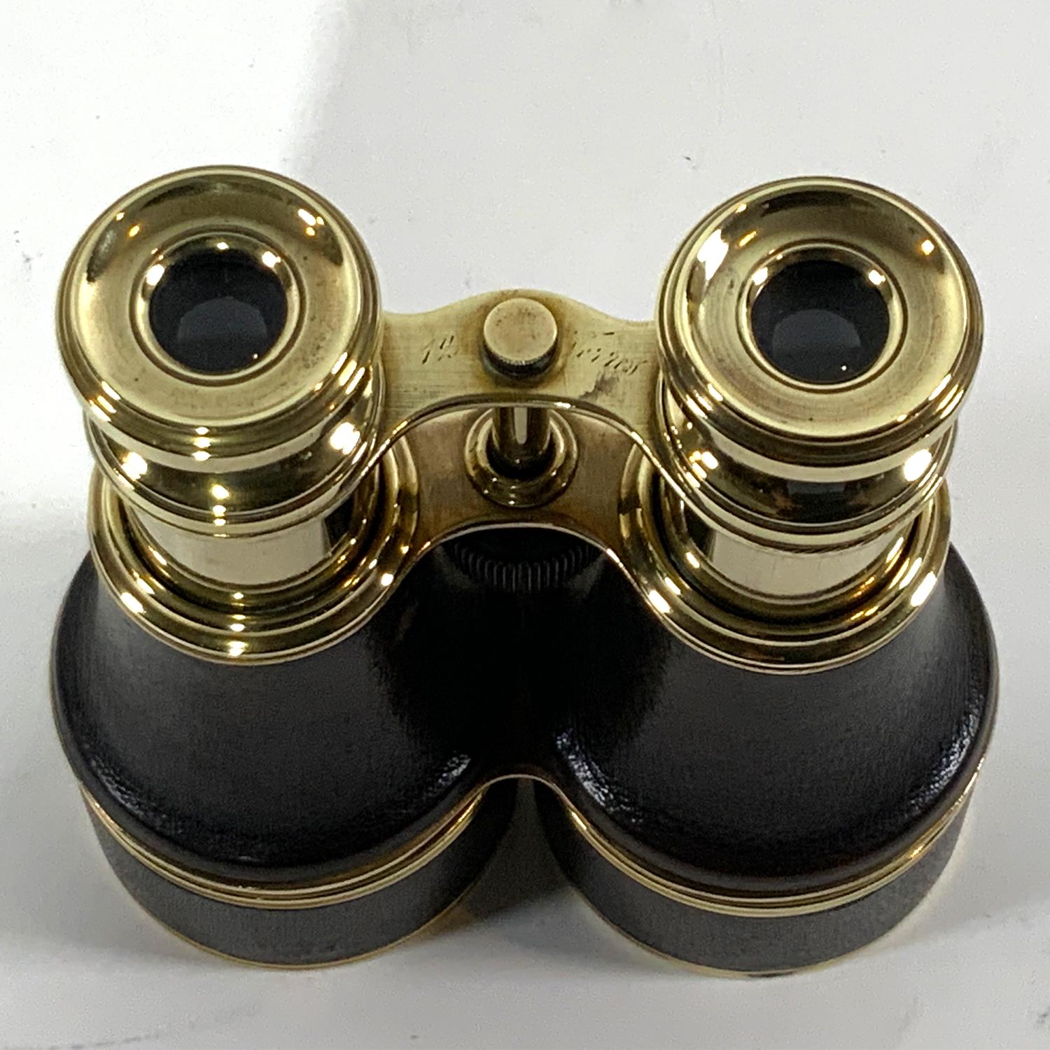 Leather Covered Brass Yachting Binoculars 2